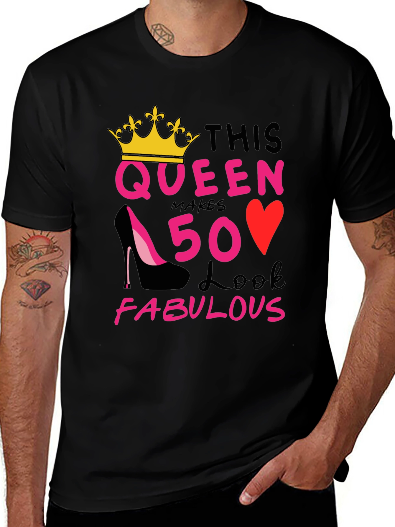 Queen Makes 50 Look Fabulous Black T-Shirt