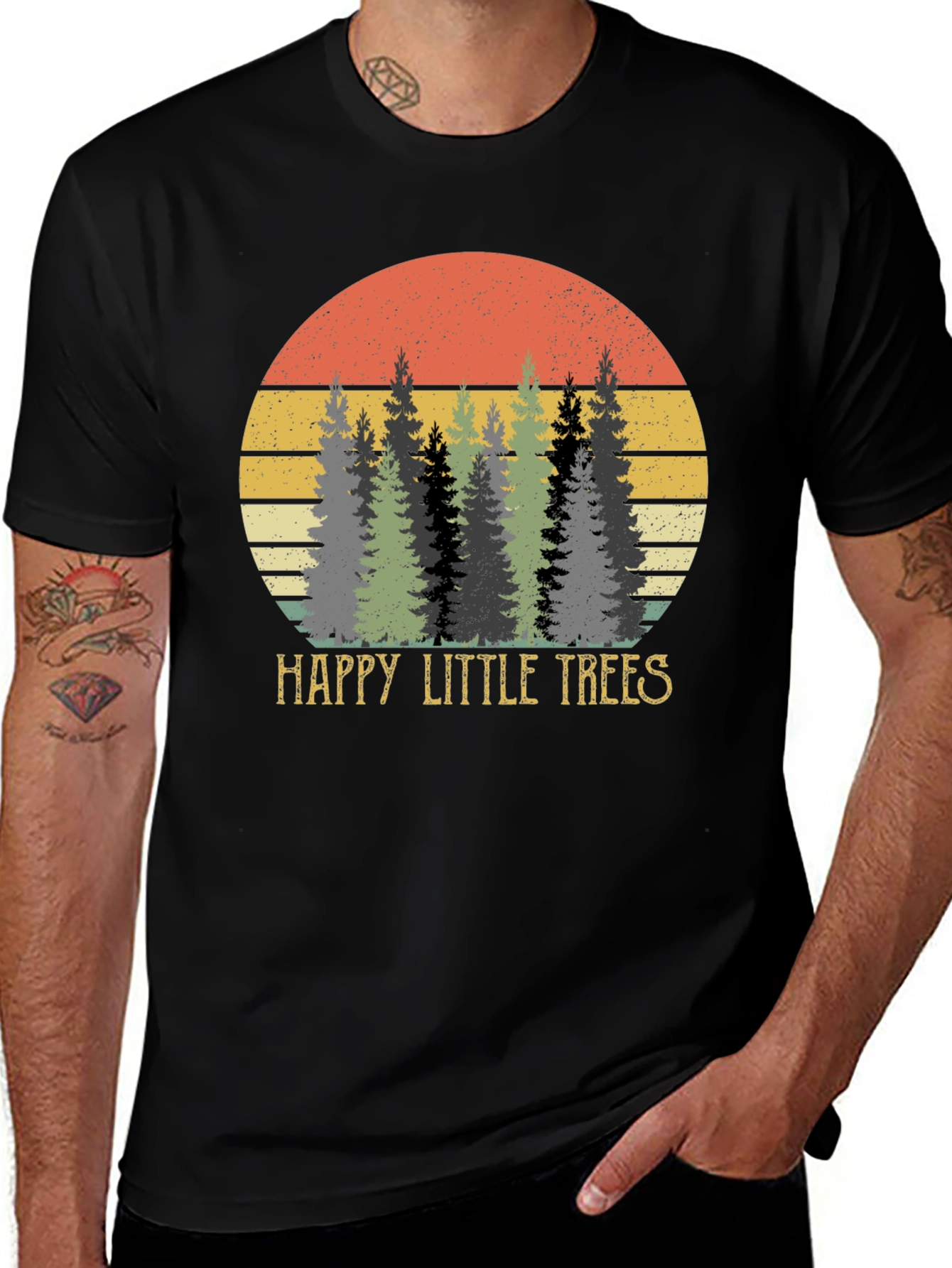 Variant 27 of Retro Happy Little Trees Graphic Tee