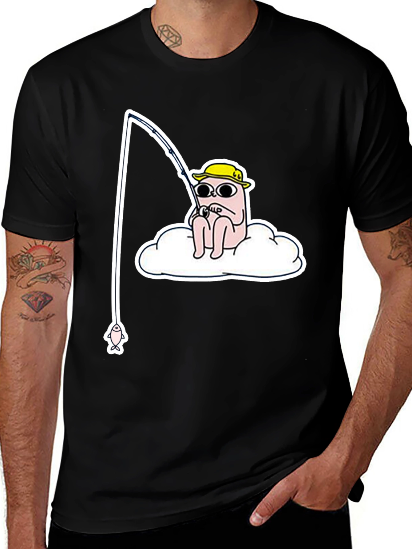 Variant 27 of Fishing Cloud T-Shirt - Funny Cartoon Graphic Tee