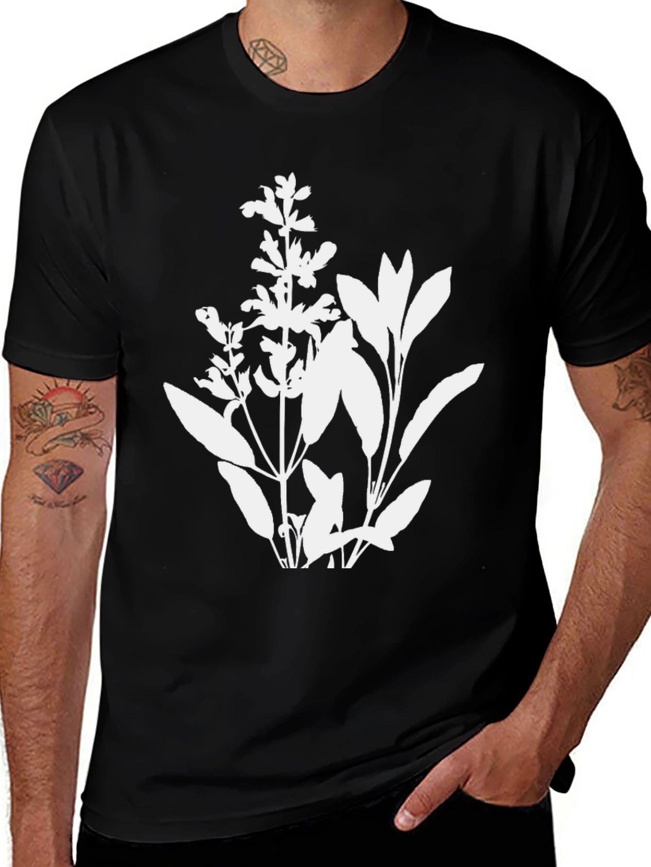 Variant 22 of Botanical Silhouette Black T-Shirt
