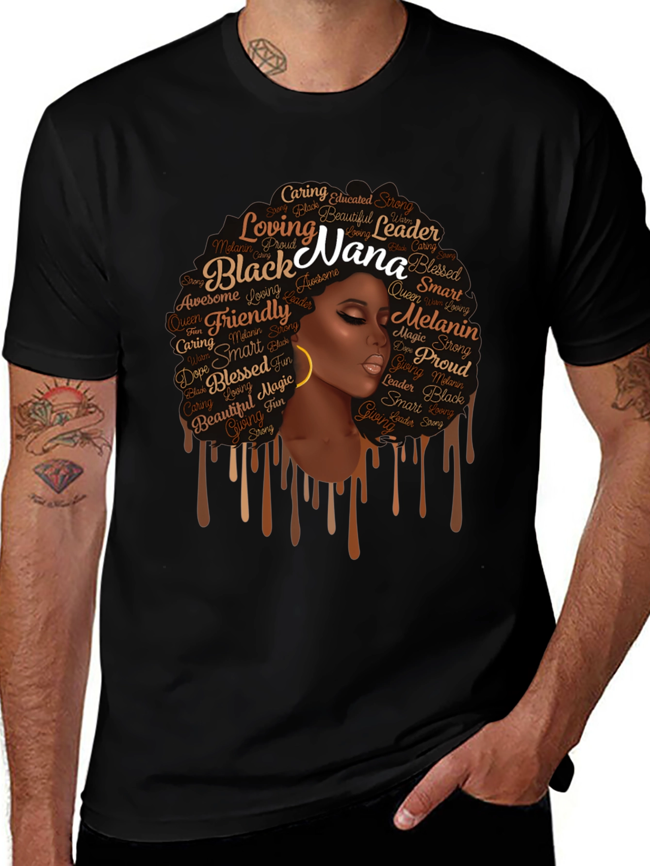 Variant 10 of Black Nana Graphic T-Shirt - Afro Queen Tee