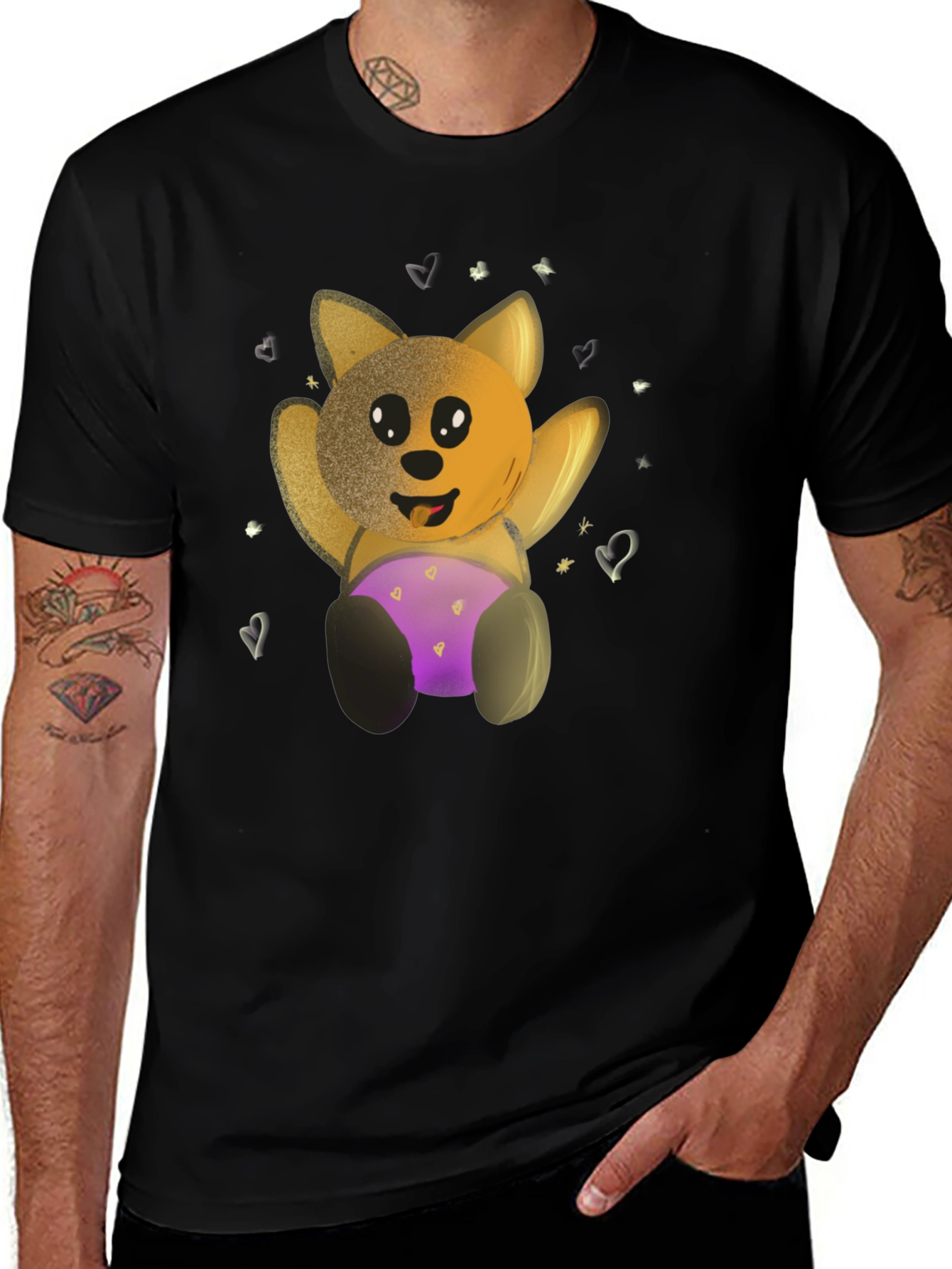 Variant 20 of Cute Cartoon Bear Black T-Shirt
