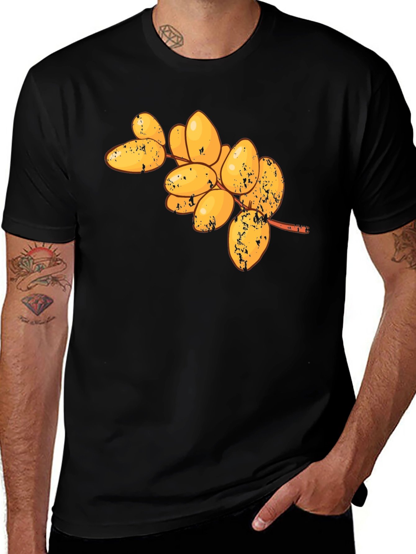 Variant 25 of Men's Black T-Shirt with Dates Fruit Graphic