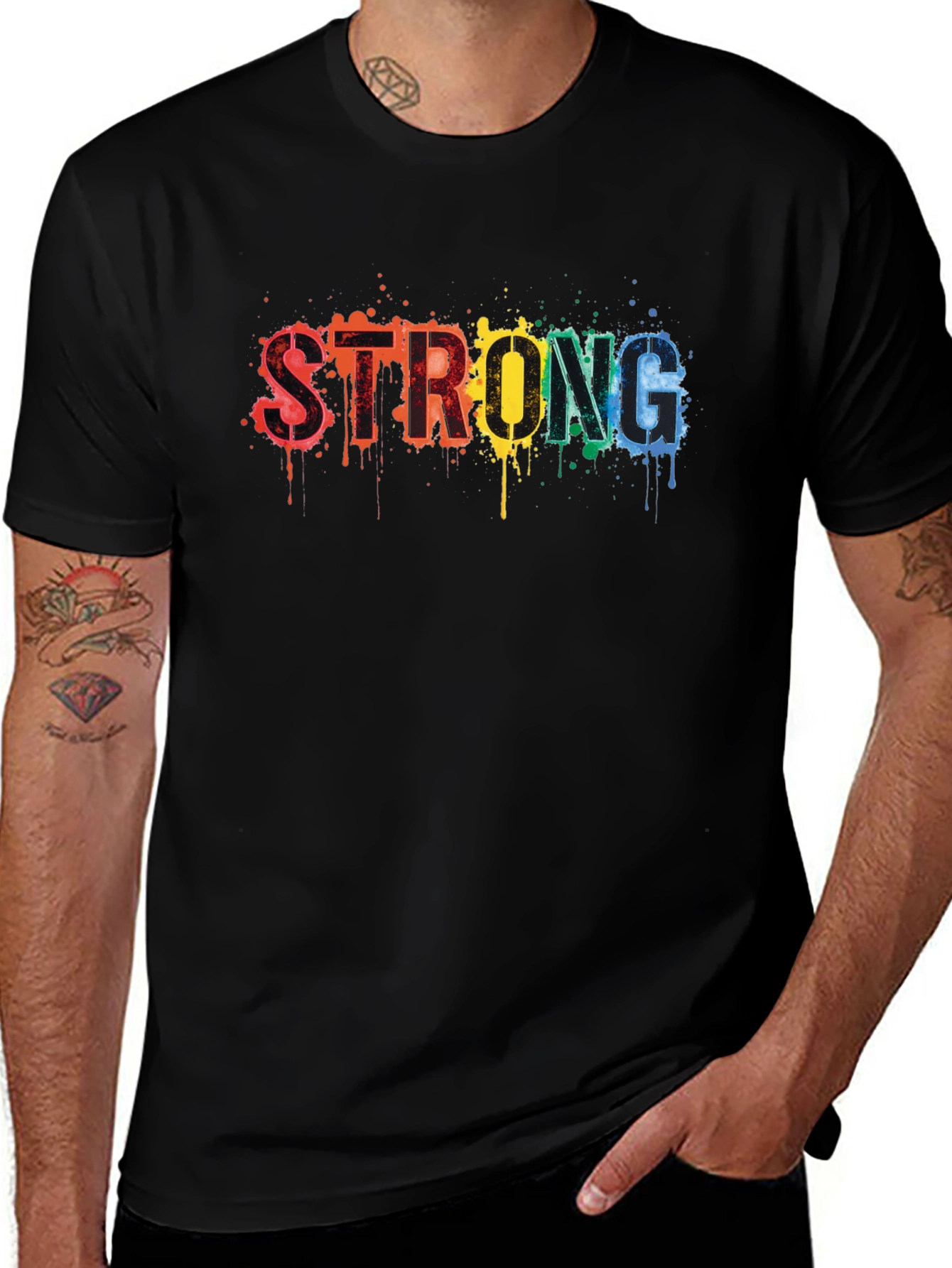 Variant 18 of Rainbow STRONG Graphic Black T-Shirt