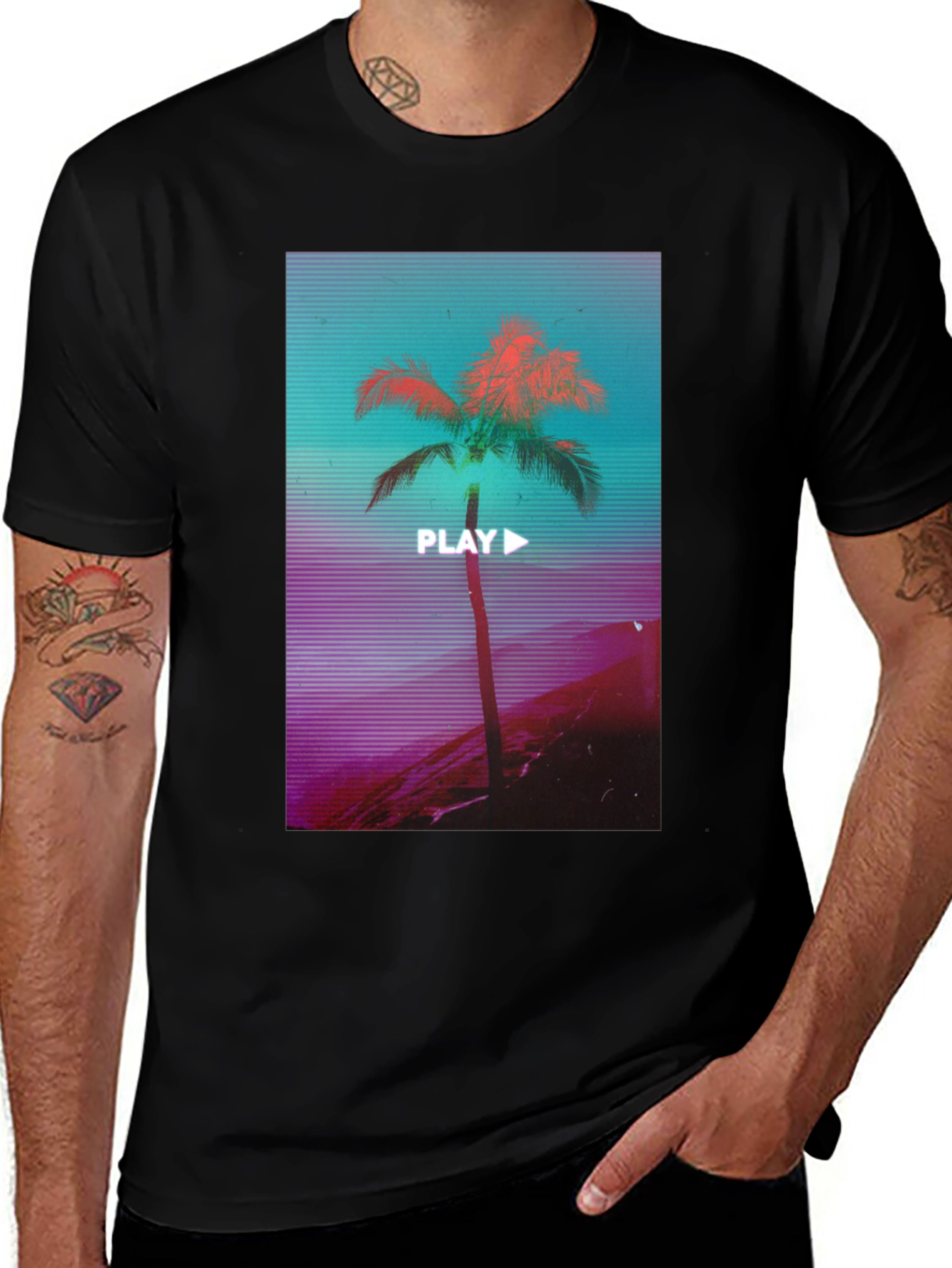 Variant 26 of Retro Palm Tee - Vaporwave Vibes