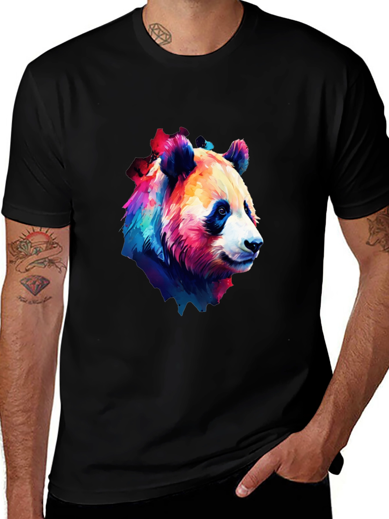 Variant 5 of Vivid Panda Graphic Tee - Black