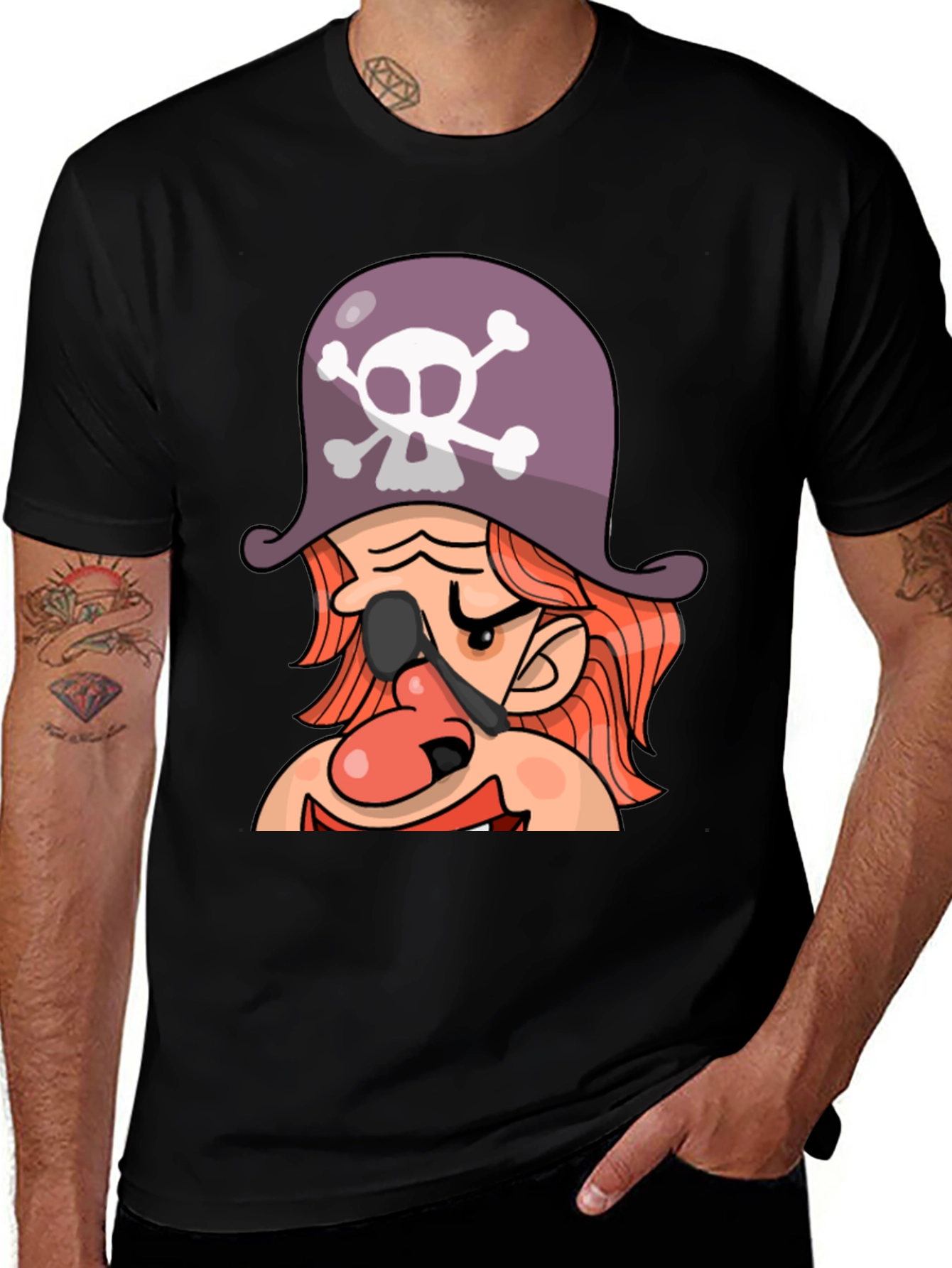Variant 20 of Cartoon Pirate Graphic T-Shirt - Black