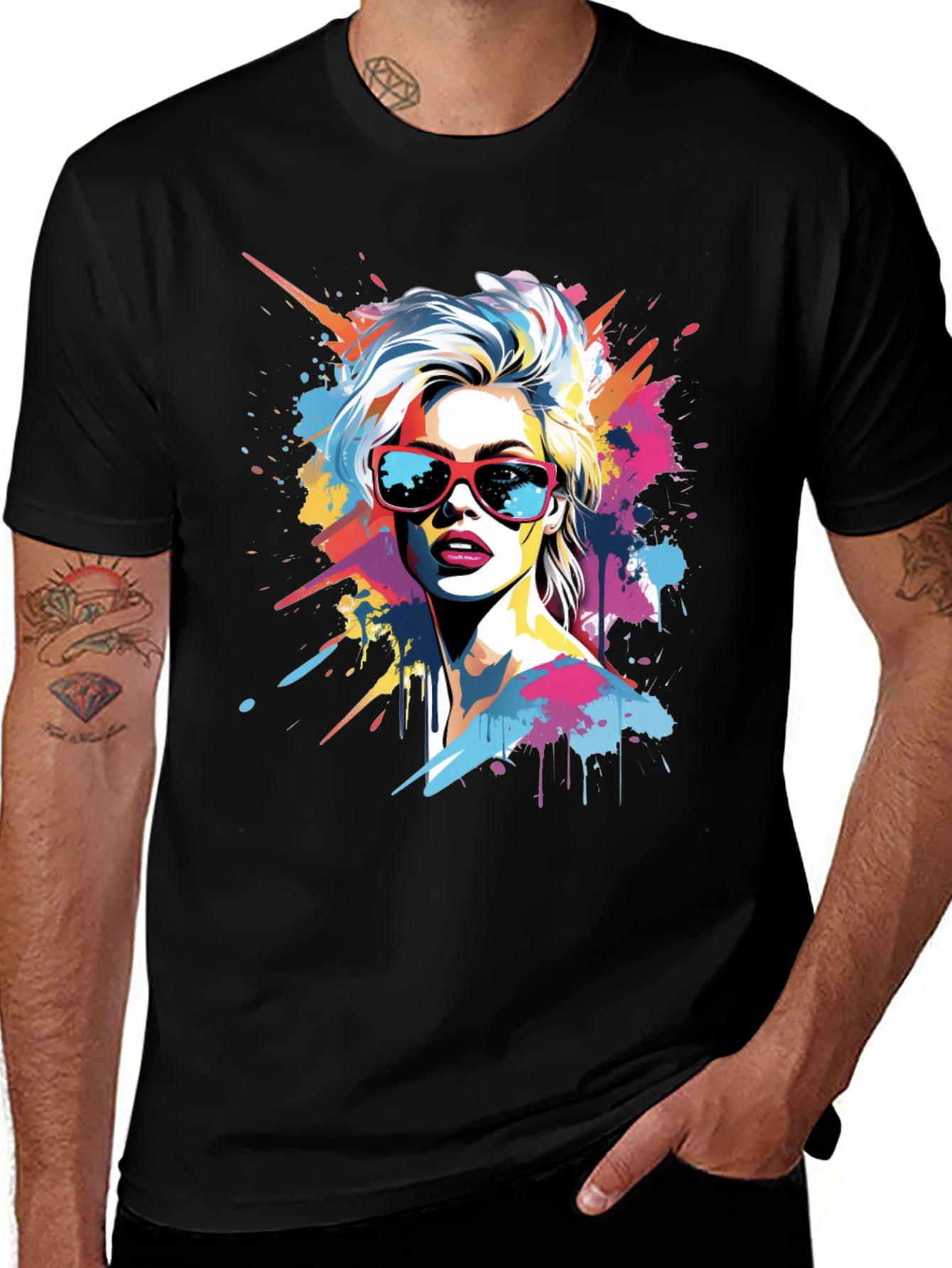 Variant 8 of Pop Art Woman Graphic Tee - Stylish Black T-Shirt