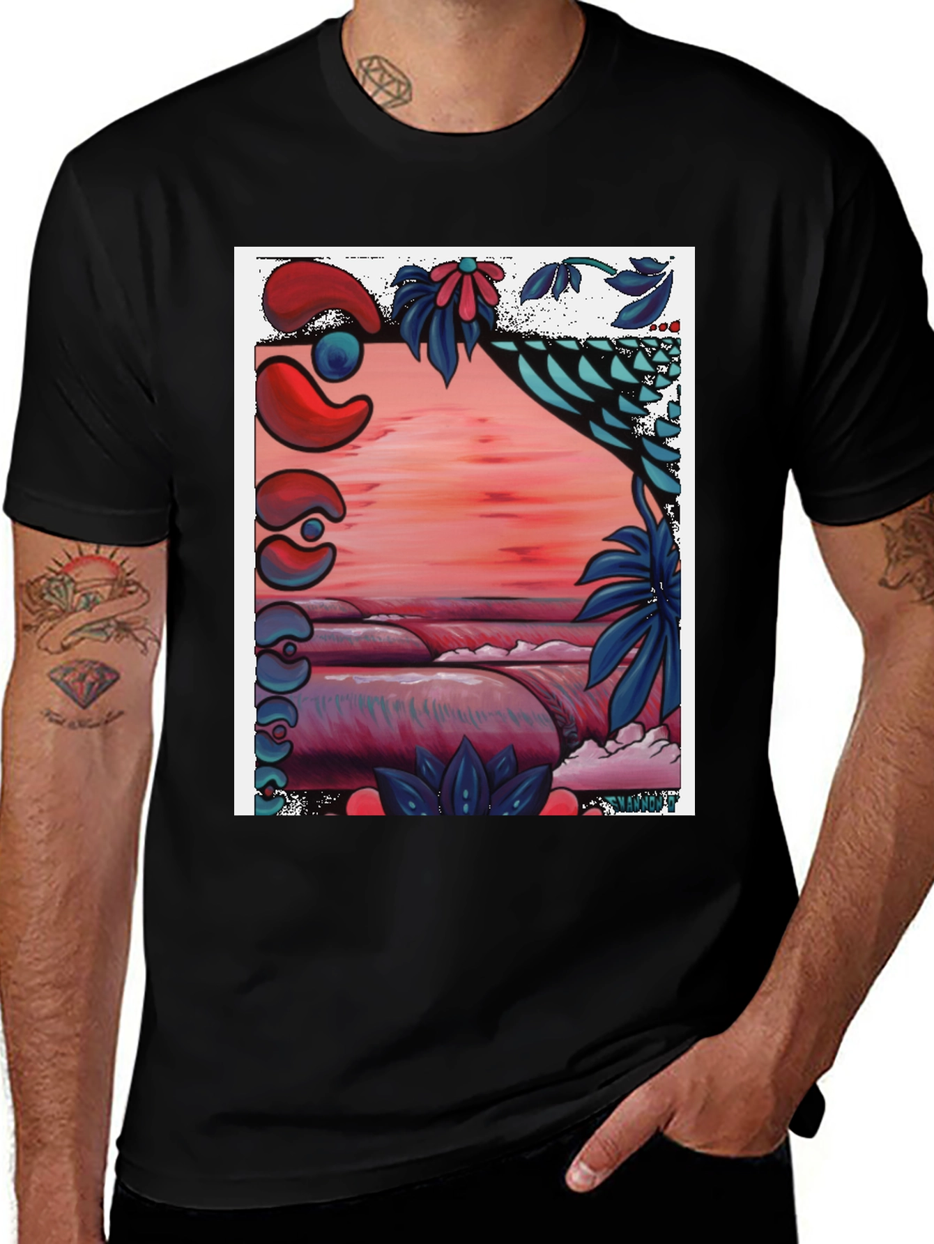 Variant 3 of Unique Graphic Tee - Abstract Beach Design