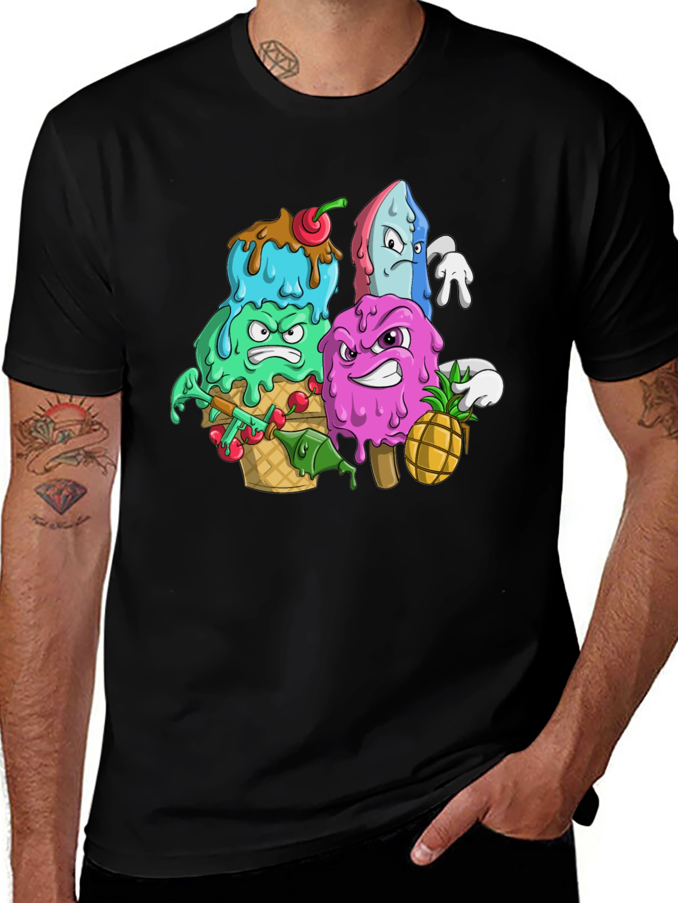 Variant 29 of Ice Cream Gang T-Shirt: Funky Graphic Tee for Men