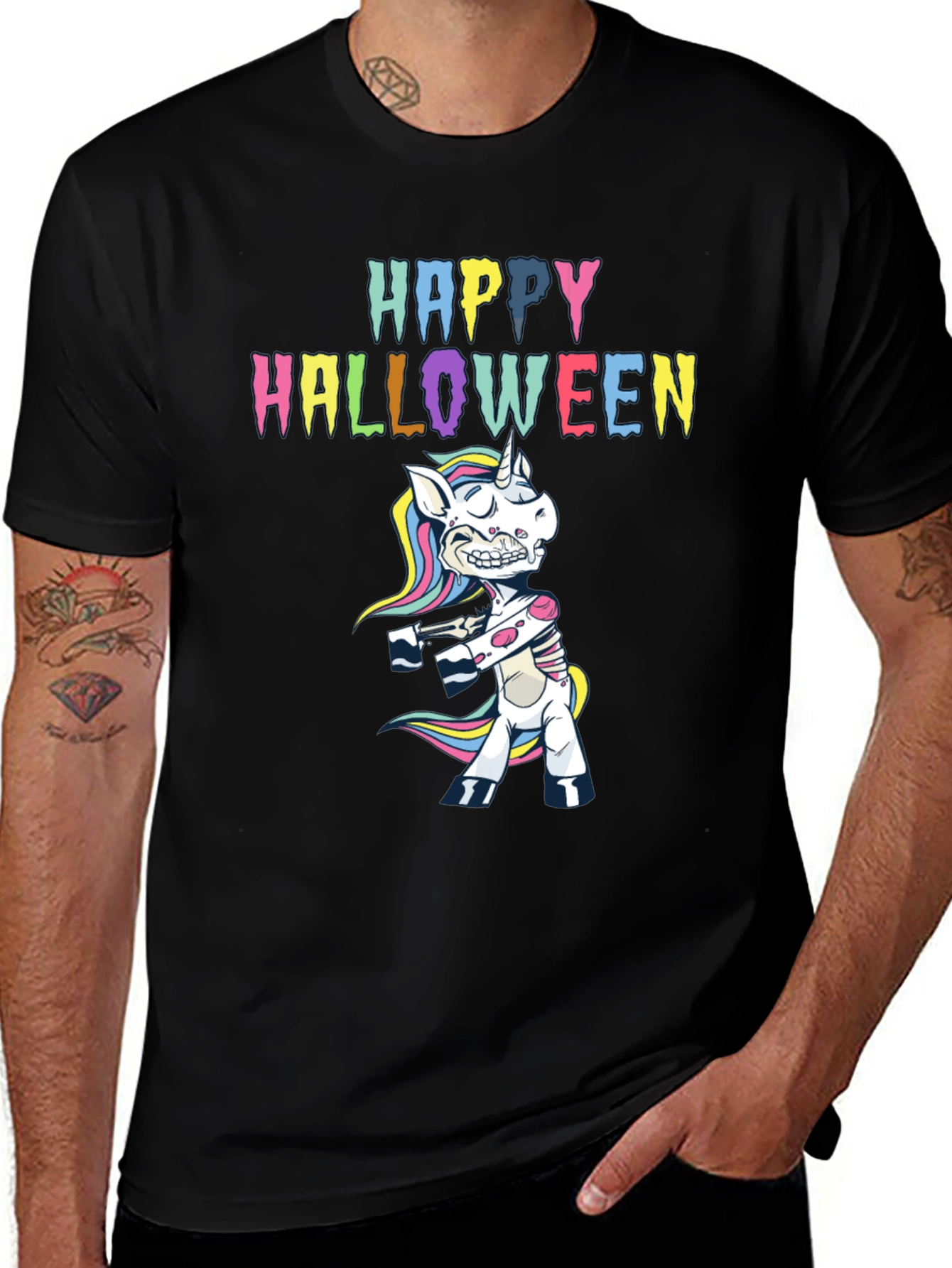 Happy Halloween Zombie Unicorn Graphic T-Shirt