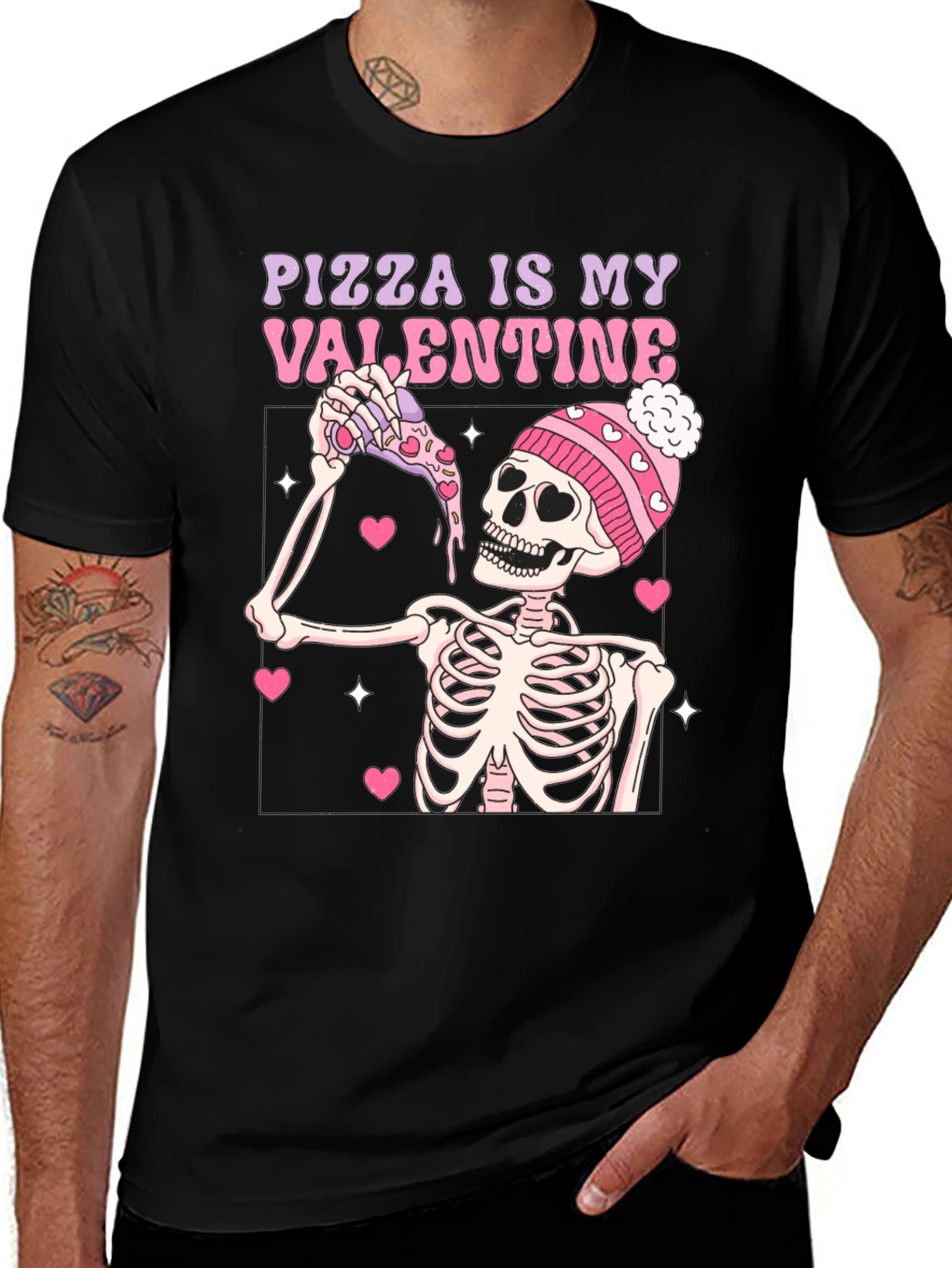 Variant 21 of Pizza Is My Valentine T-Shirt Skeleton