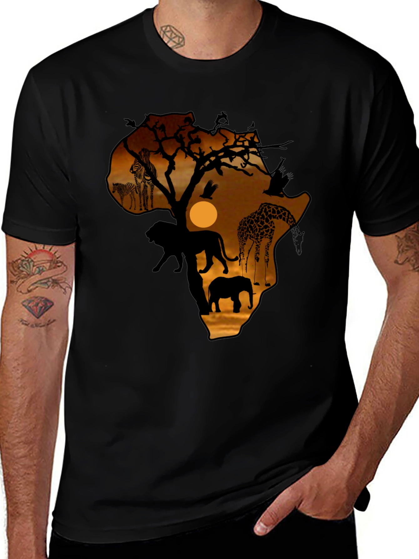 Variant 16 of African Wildlife Silhouette Graphic Tee
