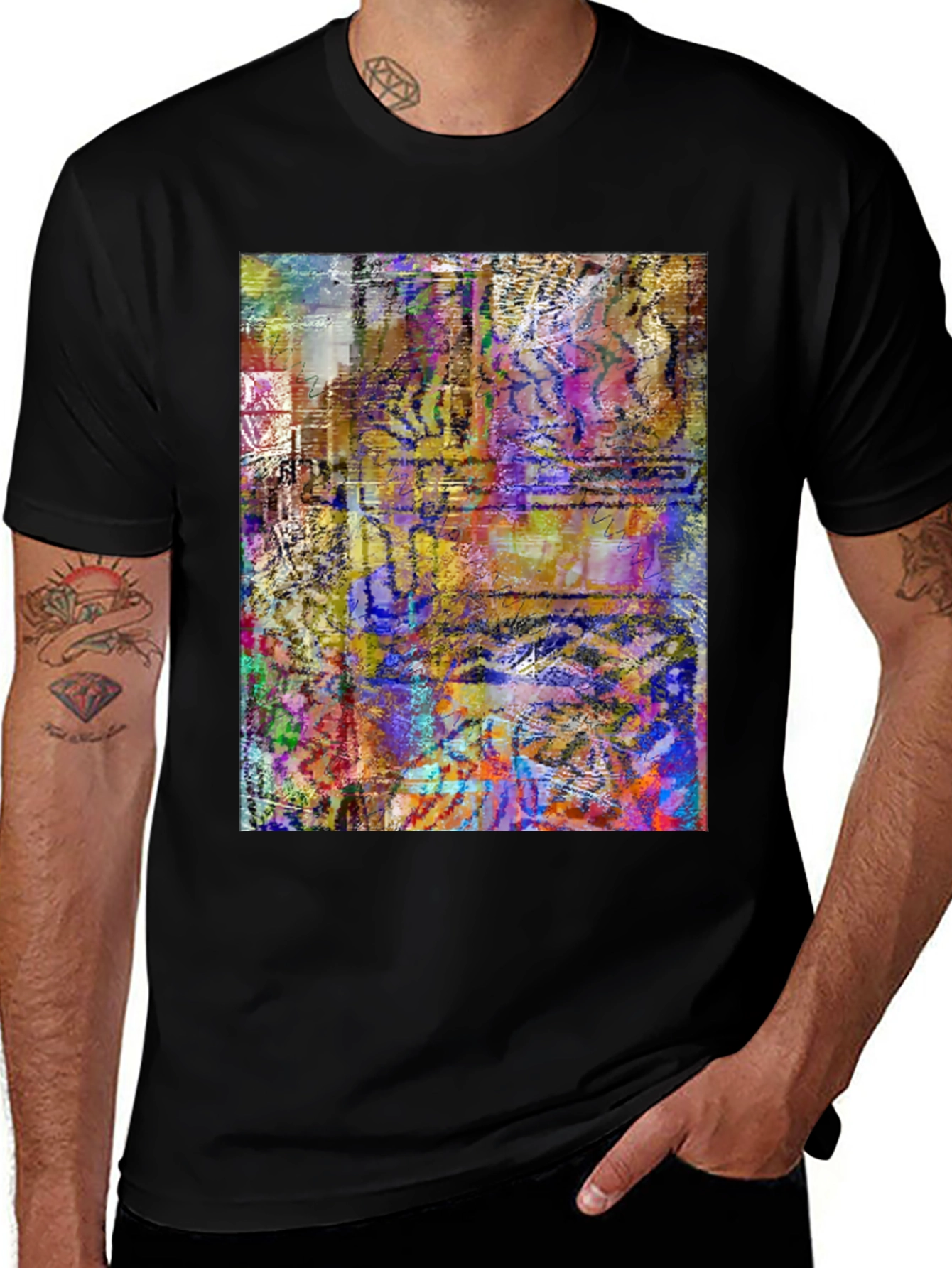 Variant 14 of Abstract Art Print Black T-Shirt