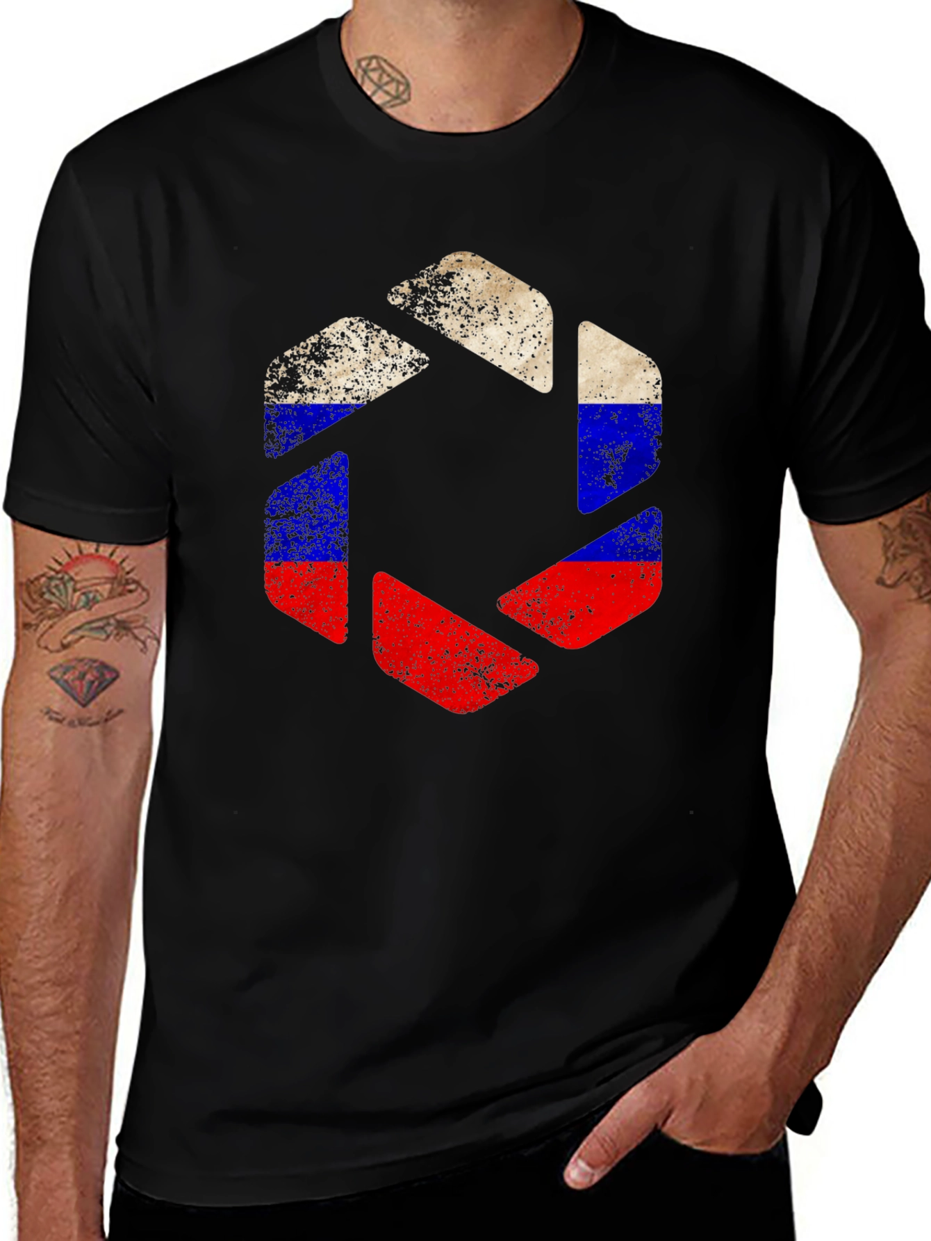 Variant 17 of Russian Flag Camera Aperture Black T-Shirt