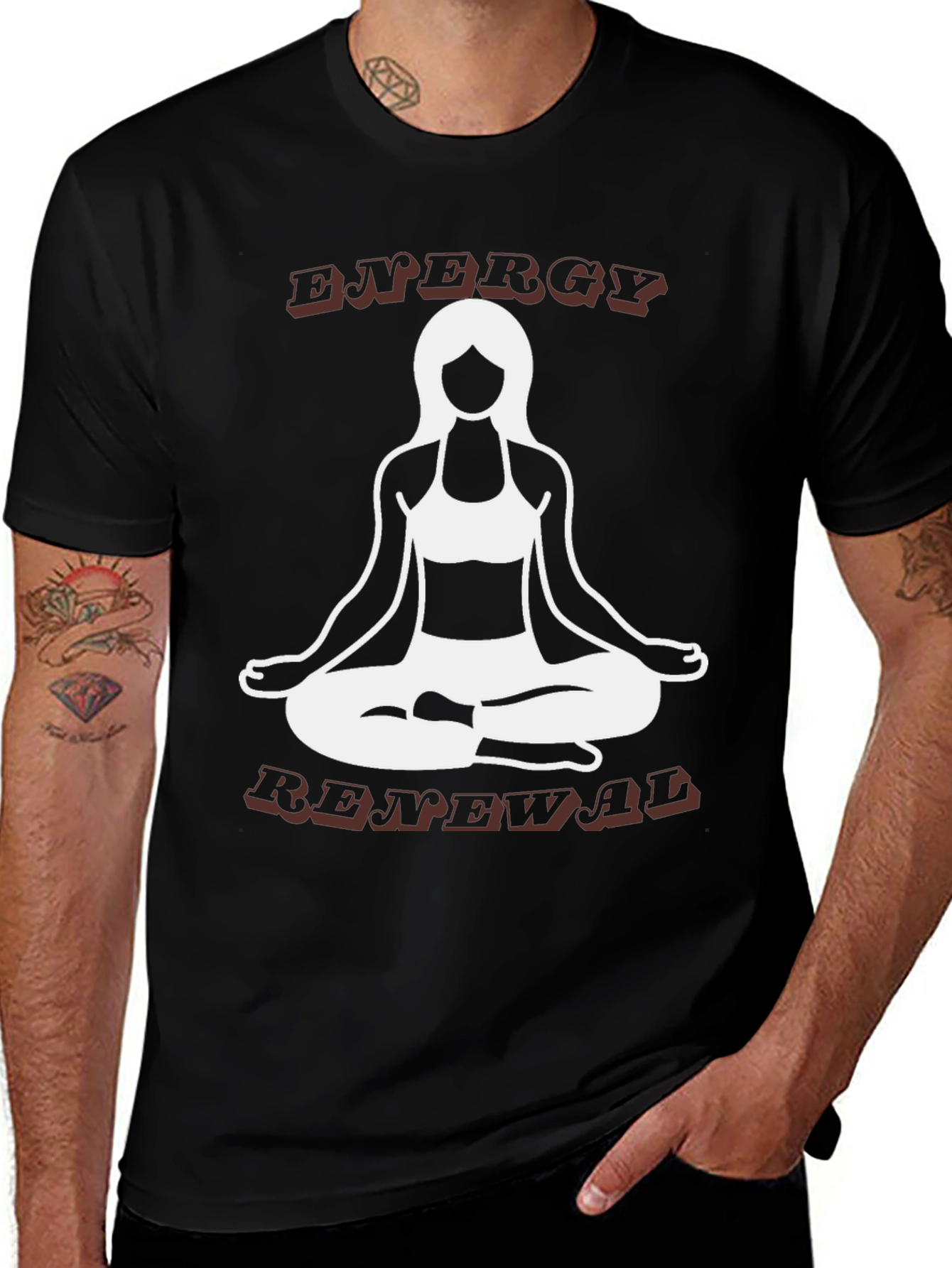 Variant 3 of Energy Renewal Yoga T-Shirt - Black Cotton Blend