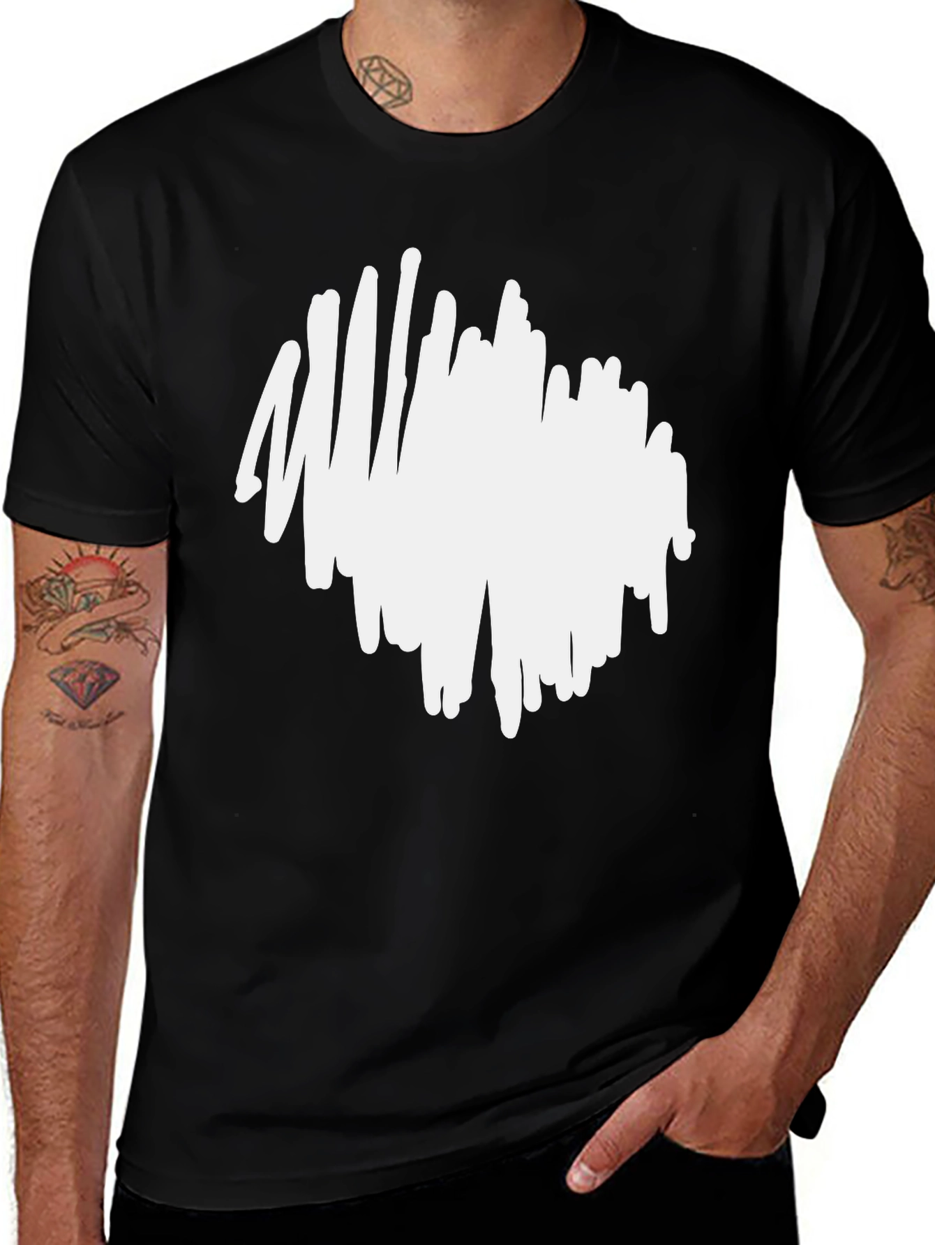 Variant 18 of Abstract Scribble Graphic Tee - Black Cotton Casual Shirt
