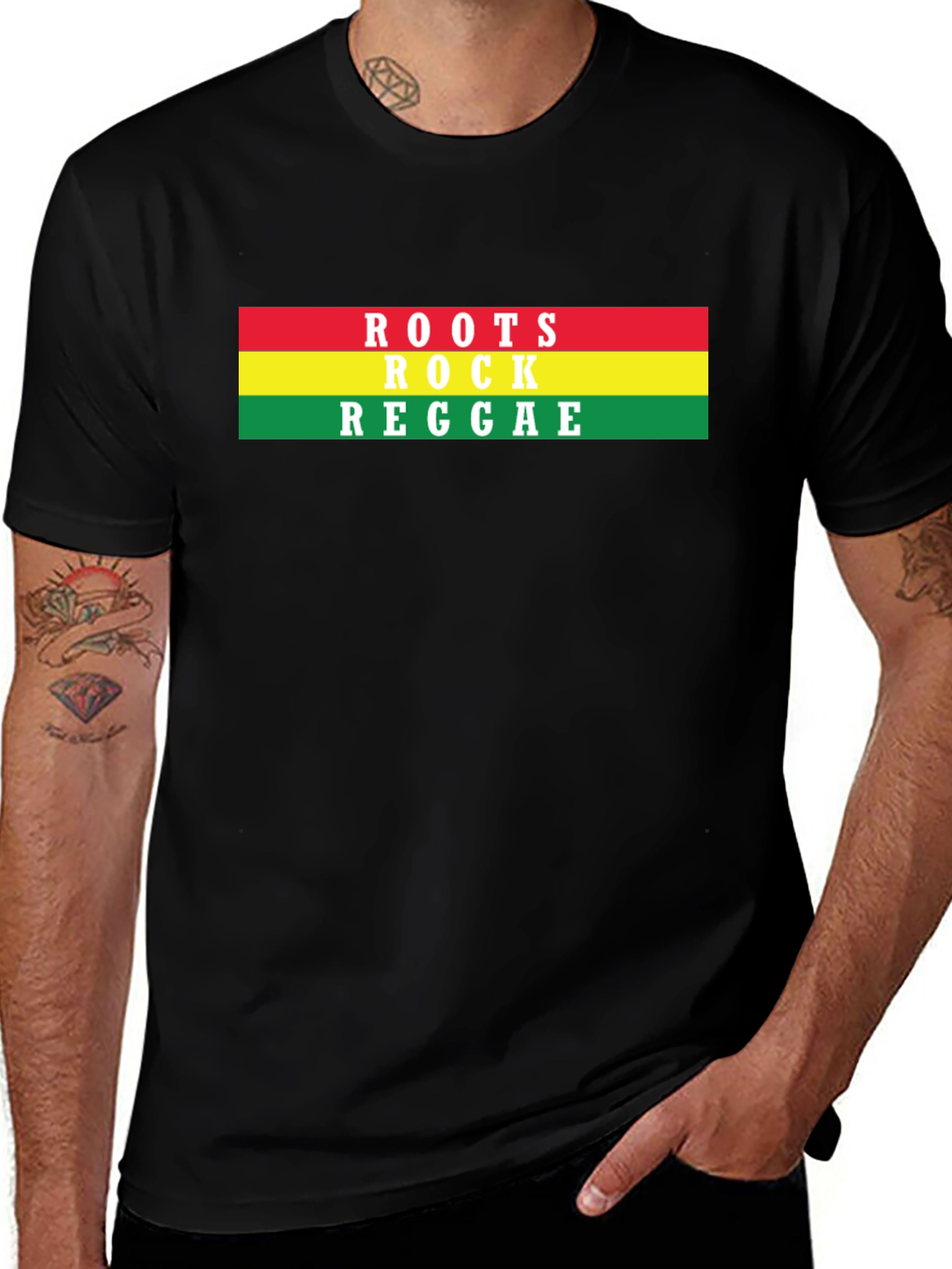 Variant 4 of Roots Rock Reggae Graphic Tee - Black