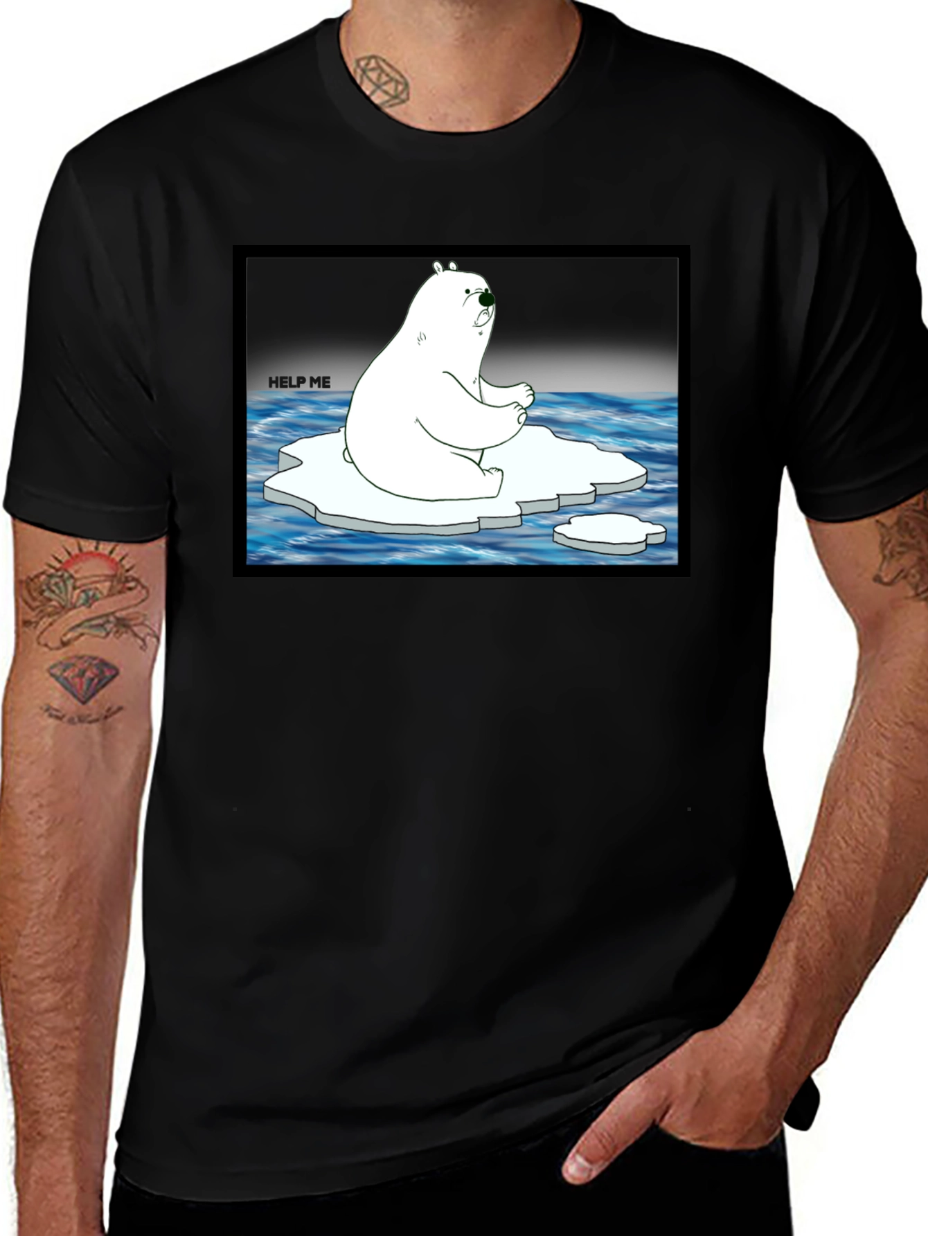Variant 13 of Distressed Polar Bear Graphic T-Shirt