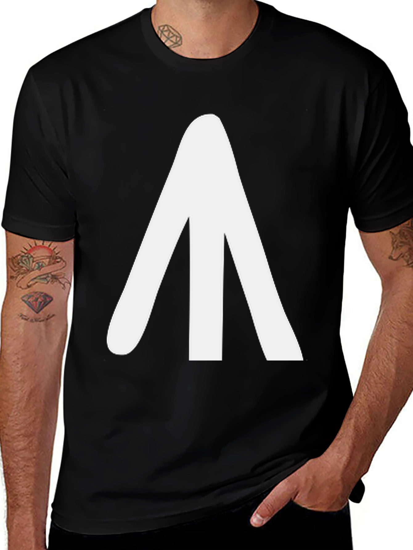 Variant 26 of Minimalist Arrow Graphic Tee - Soft Black Cotton