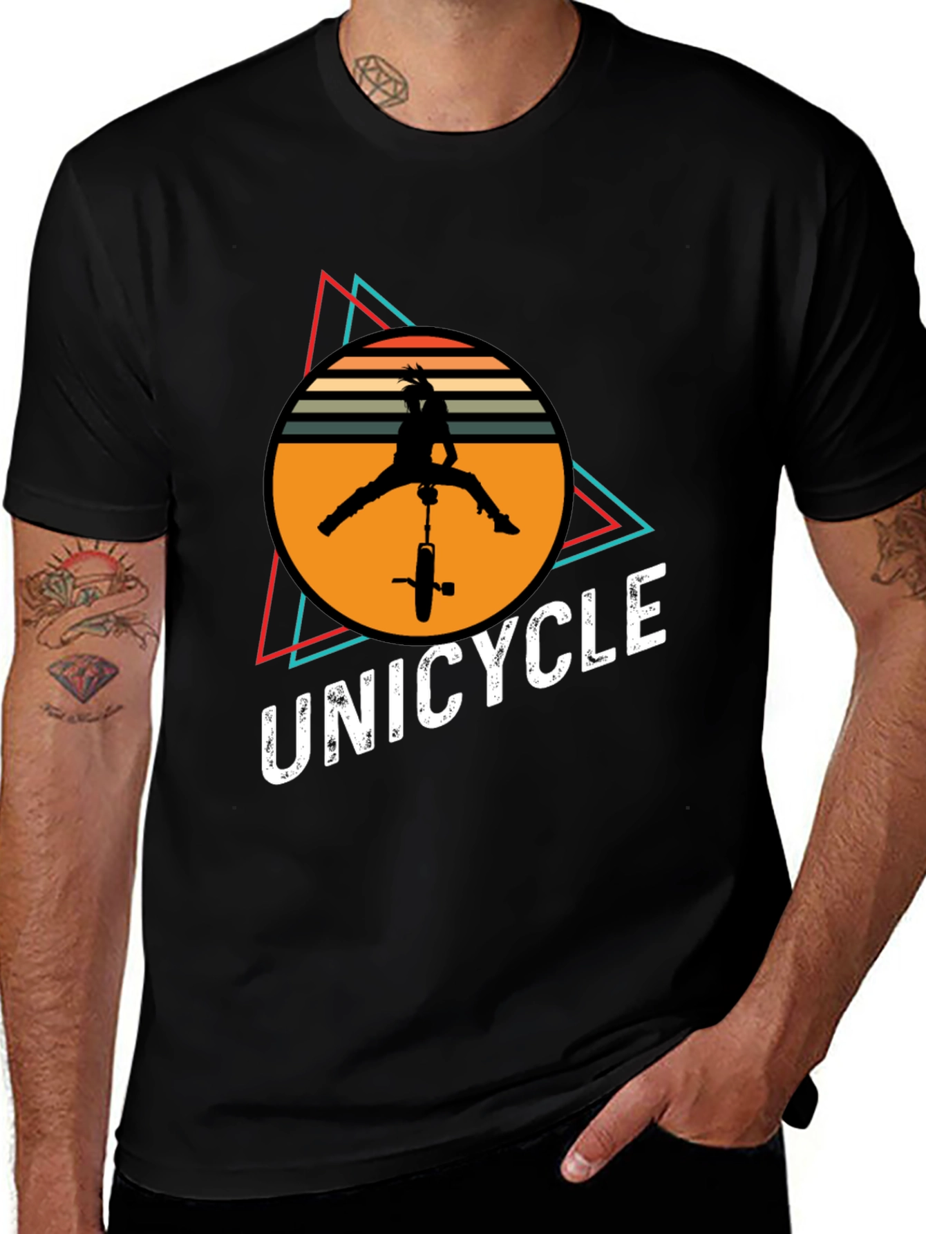 Retro Unicycle Graphic Tee - Cool Vintage Design