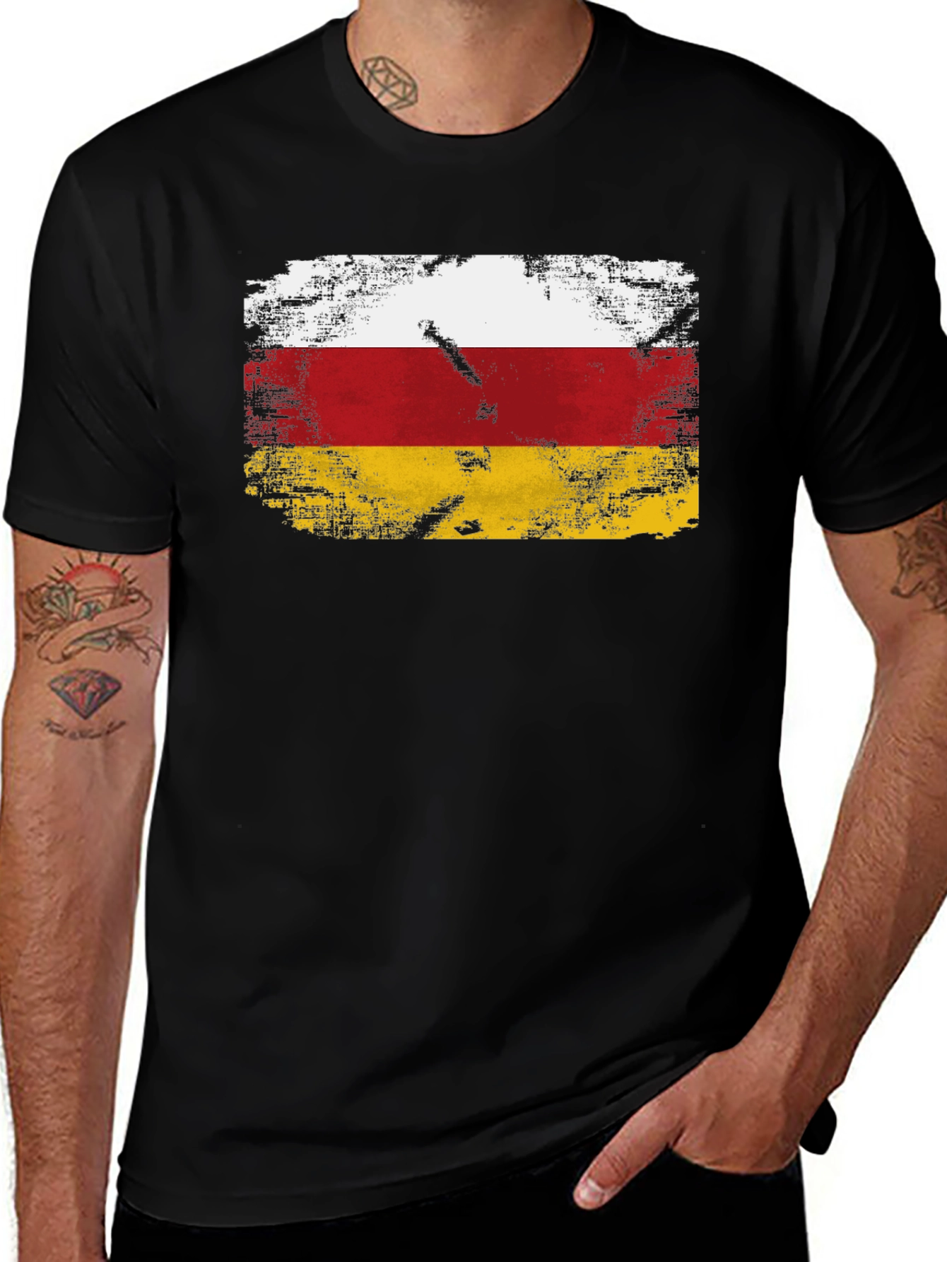 Variant 22 of Ossetia Flag T-Shirt - Distressed Design