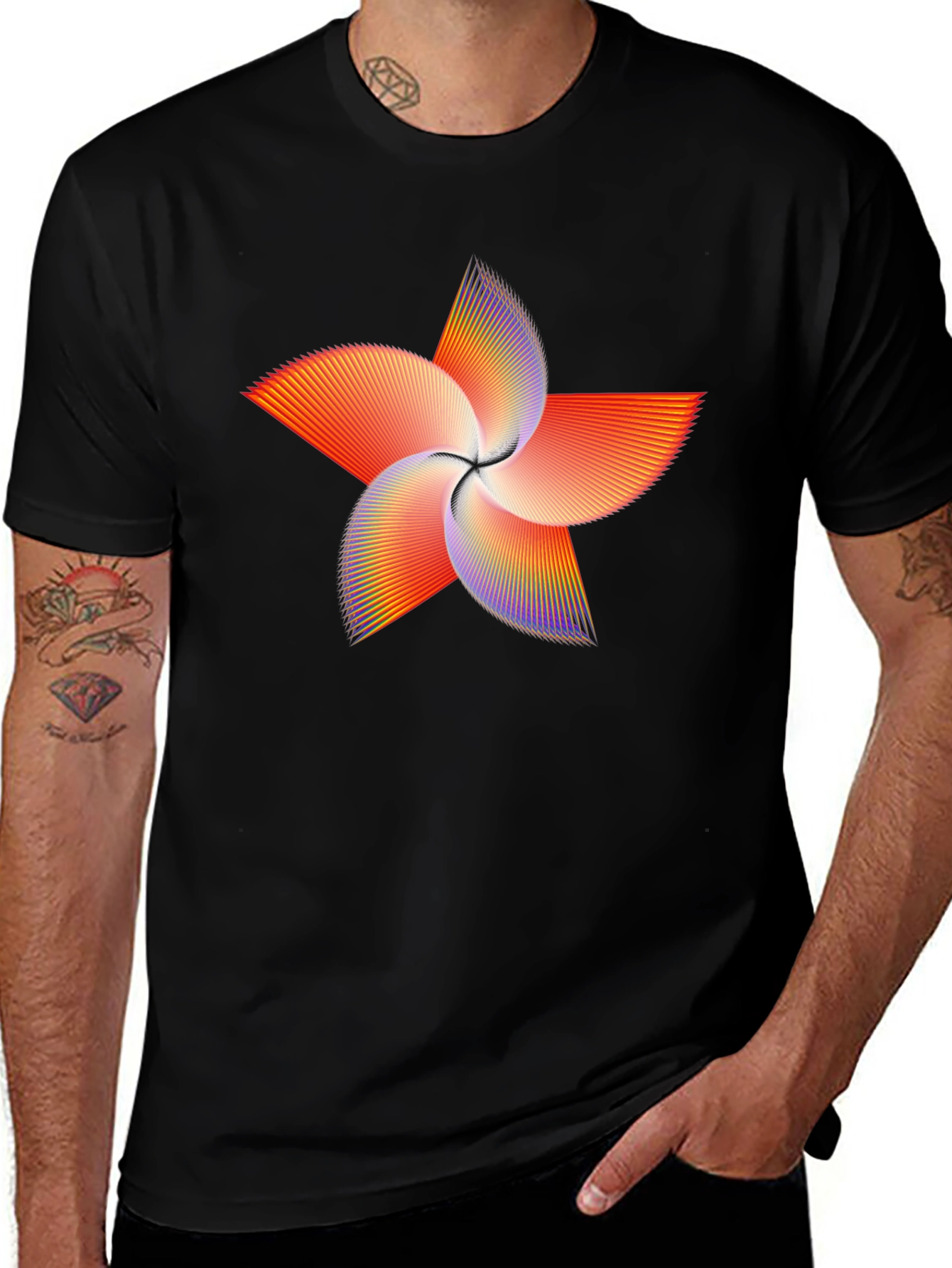 Variant 9 of Abstract Starburst Graphic Tee - Black