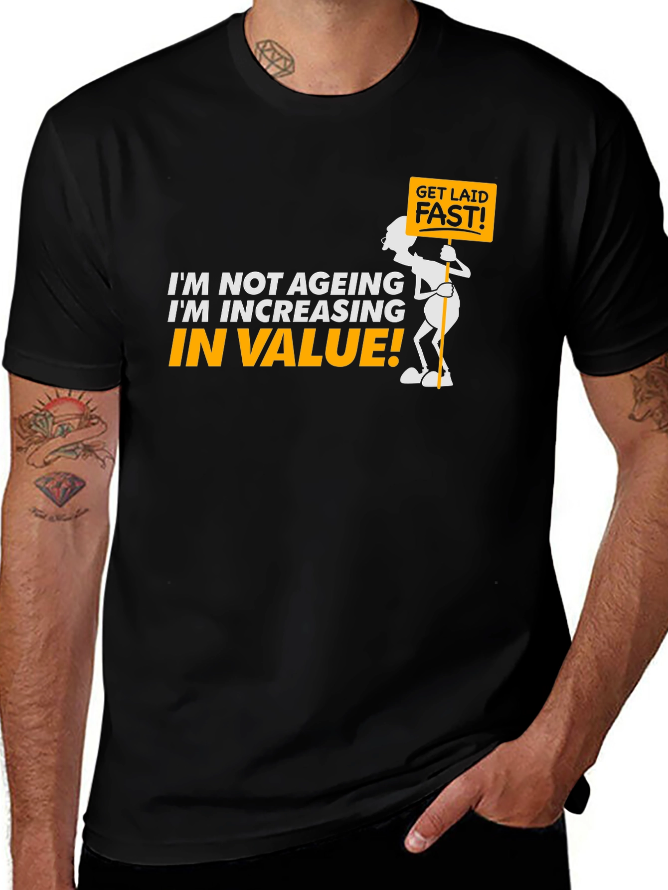 Variant 22 of Funny 'Increasing in Value' Black Graphic Tee