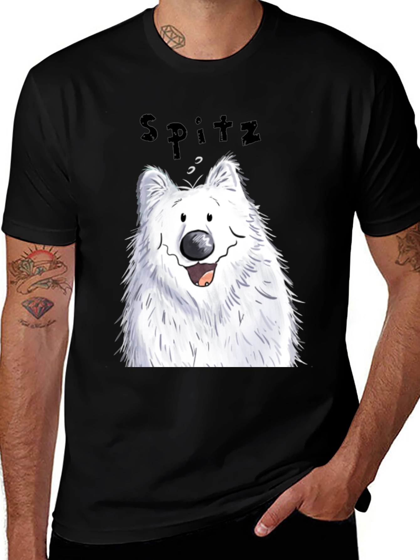Variant 7 of Spitz Dog Graphic T-Shirt - Unisex Black Tee