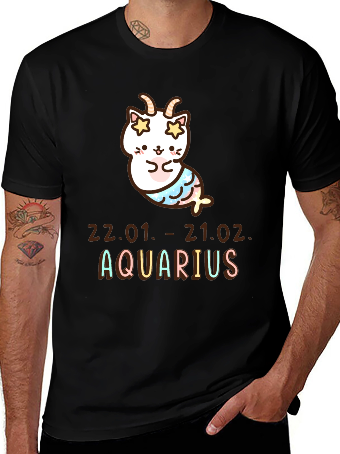 Variant 9 of Aquarius Zodiac Cat T-Shirt