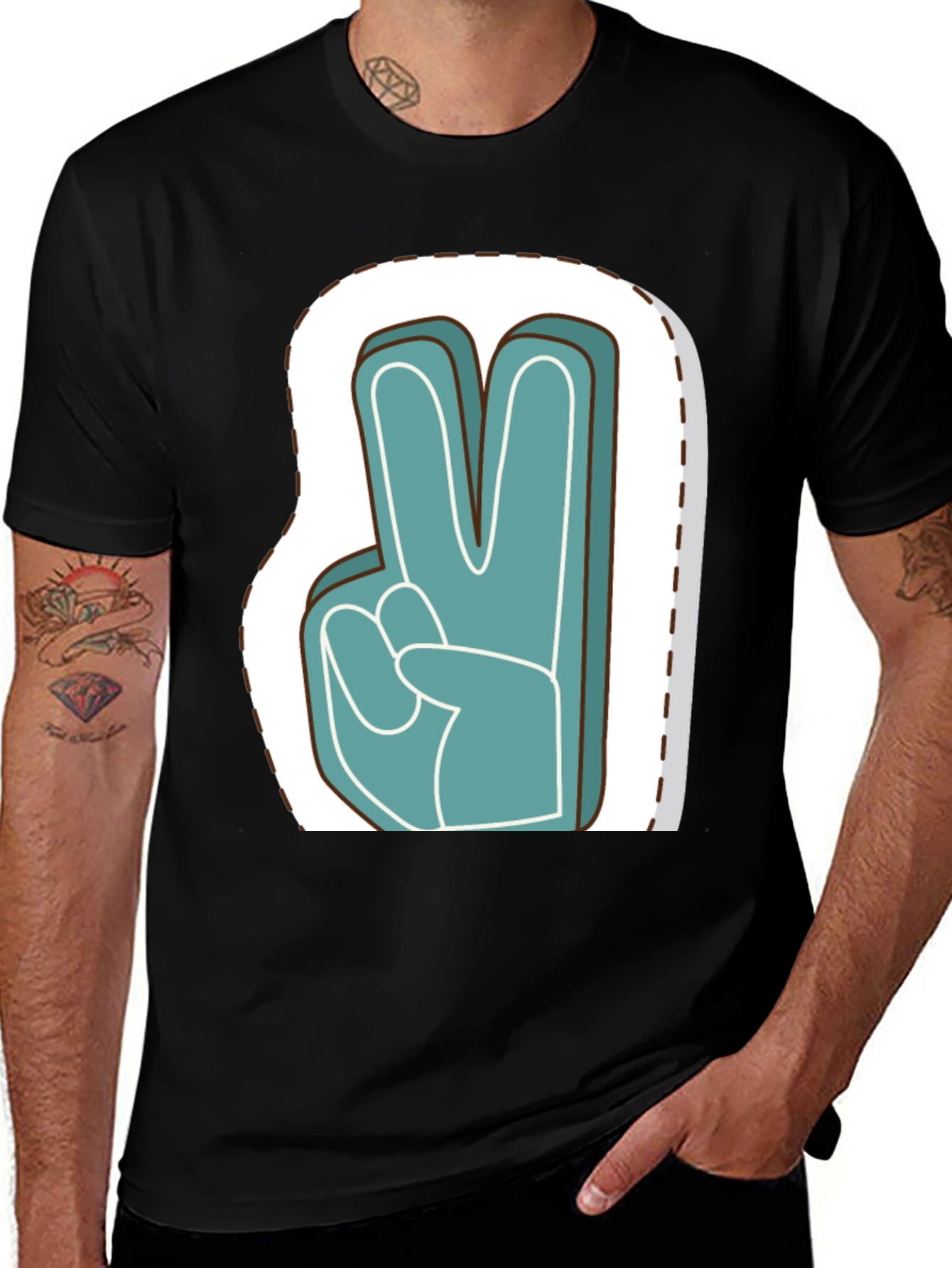 Variant 12 of Peace Sign Graphic Tee - Casual Black T-Shirt