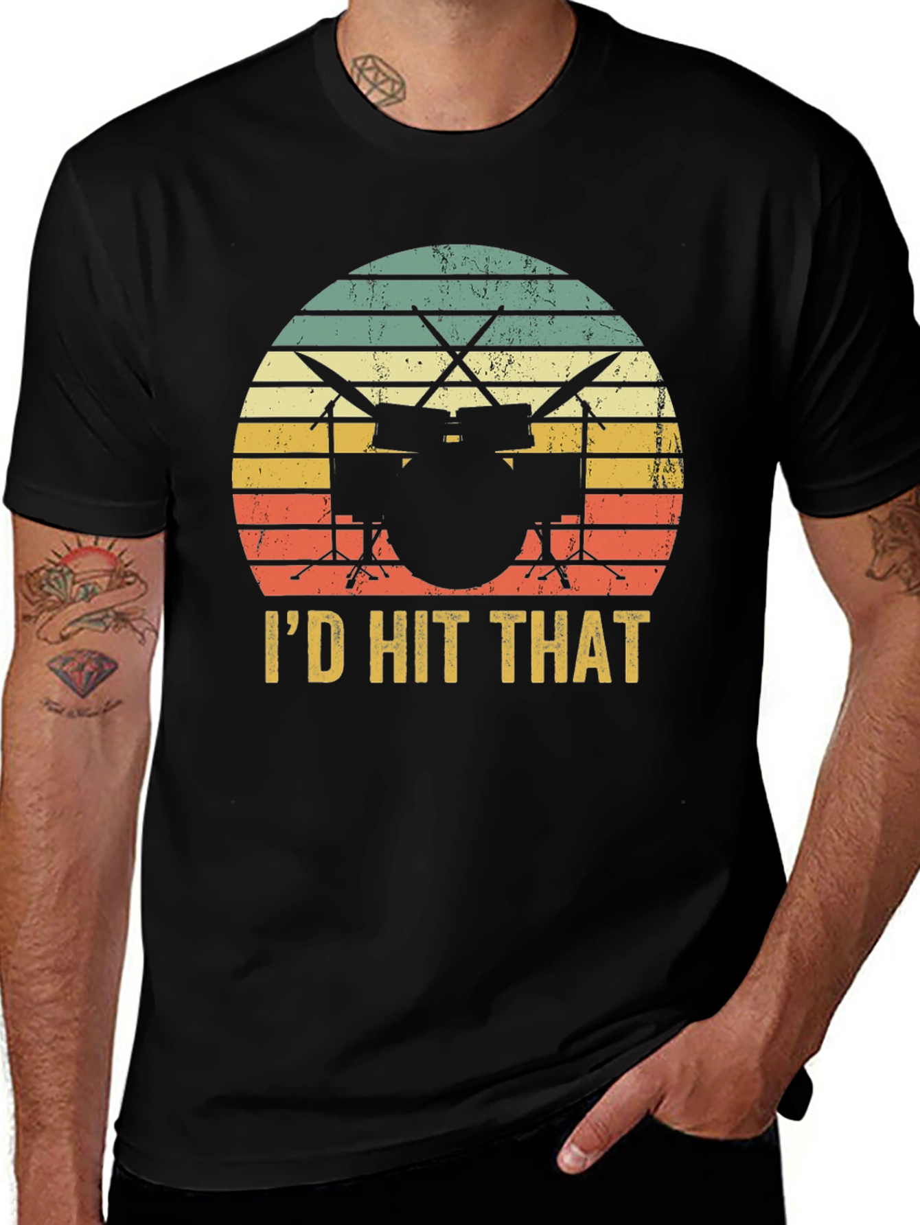 Variant 12 of I'd Hit That Drum Set Black T-Shirt