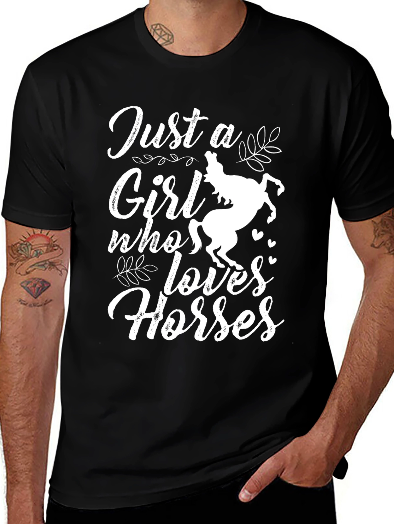 Variant 26 of Just a Girl Who Loves Horses Black T-Shirt