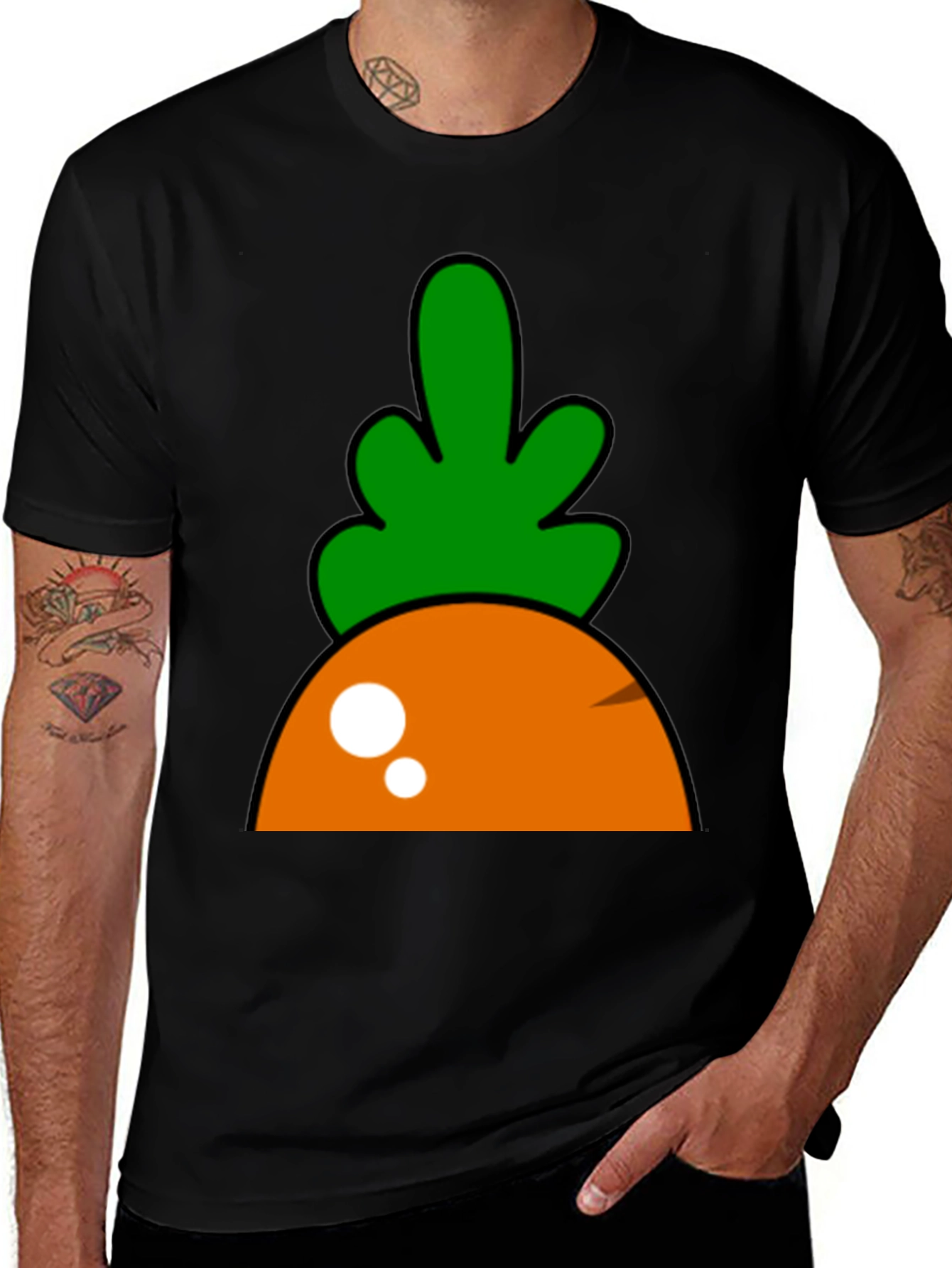 Variant 18 of Cartoon Carrot Graphic Tee - Fun & Playful Design