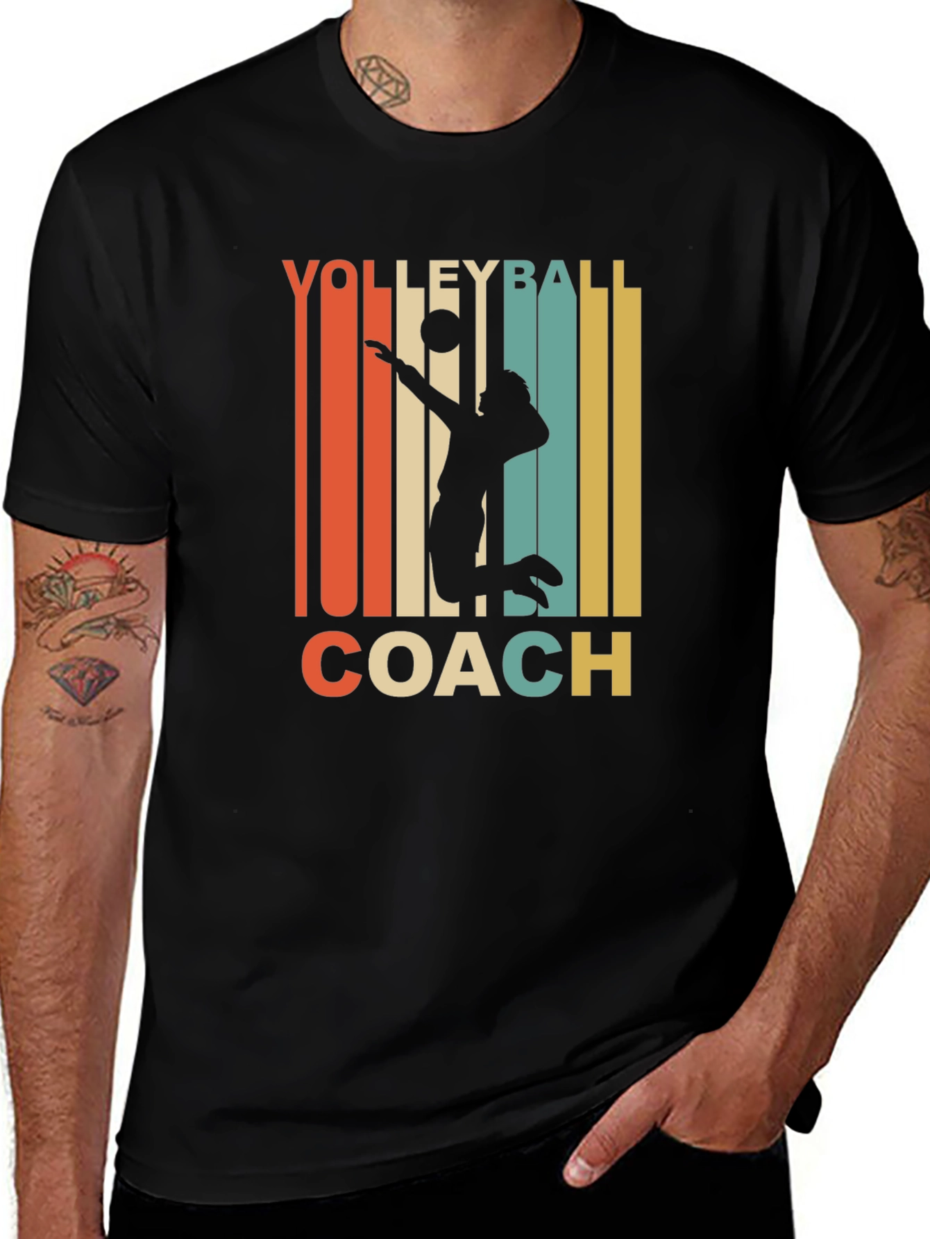 Variant 28 of Volleyball Coach Retro Graphic T-Shirt