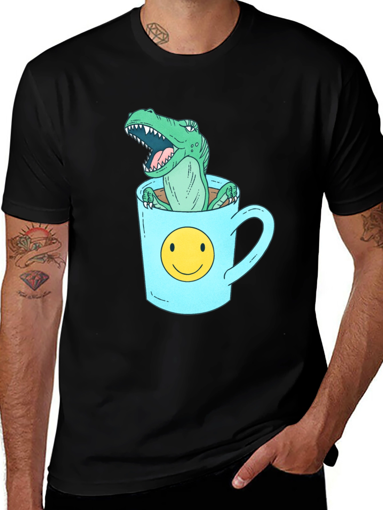 Variant 21 of Dino in a Mug Graphic Tee - Quirky T-Rex T-Shirt