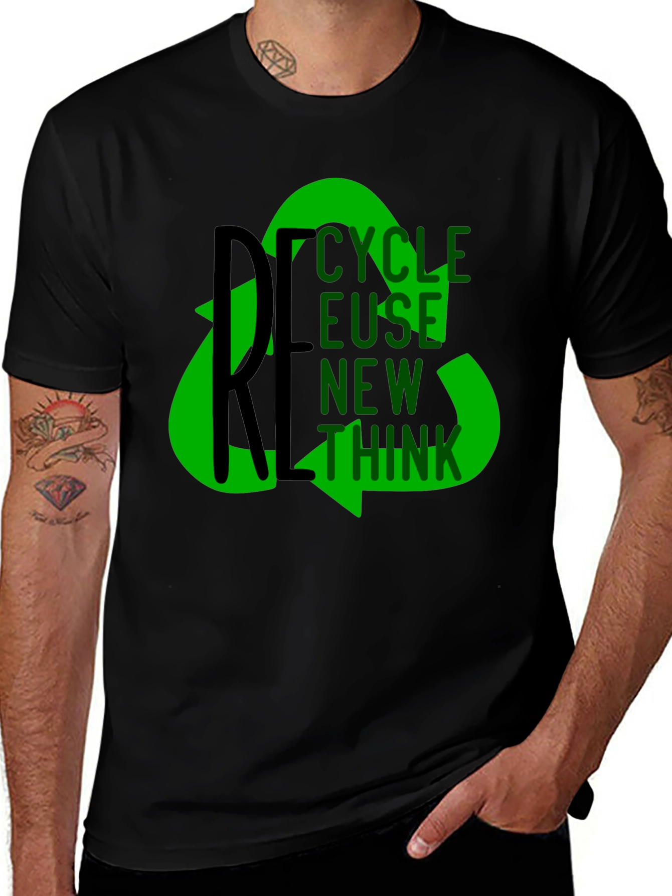 Variant 11 of Eco-Friendly Graphic Tee: Recycle, Reuse, Rethink