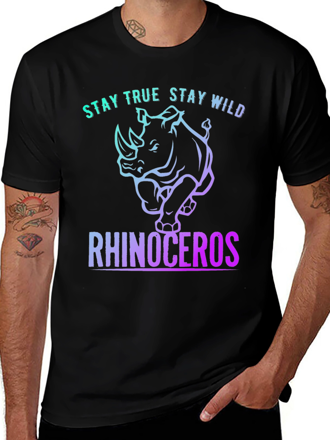 Variant 21 of Stay True Stay Wild Rhinoceros T-Shirt