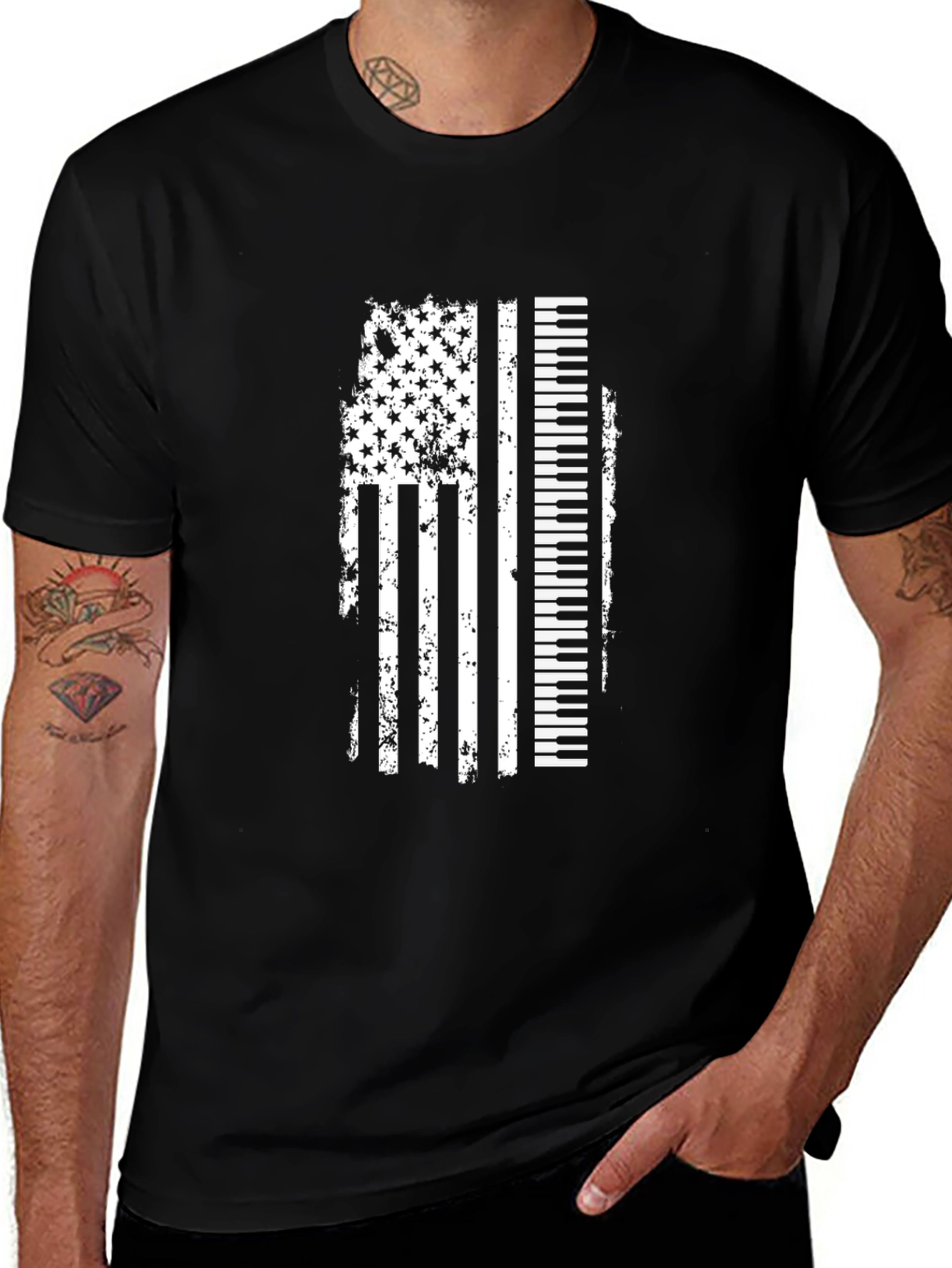 Variant 22 of Piano American Flag Graphic Tee