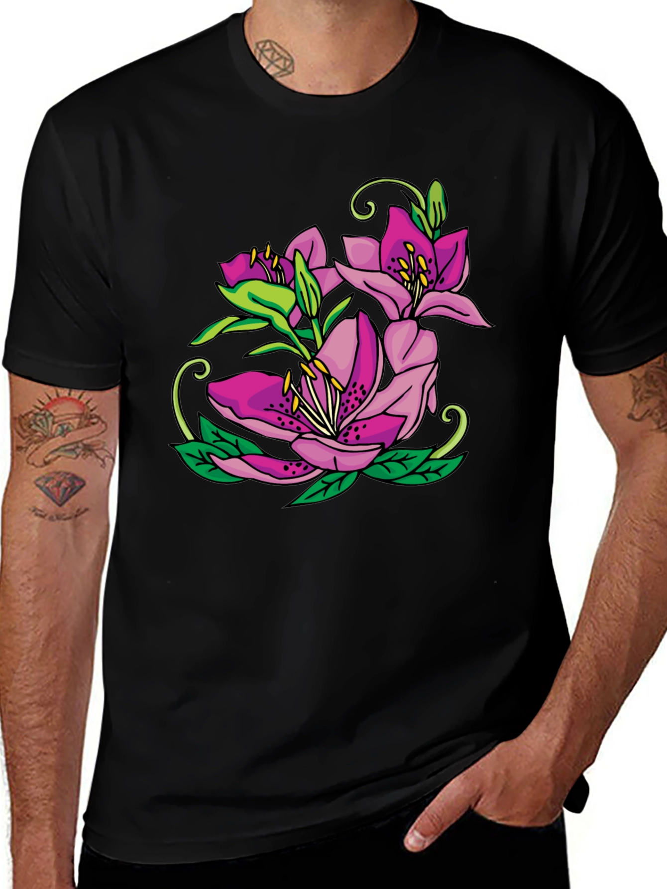 Variant 18 of Floral Graphic Black Tee