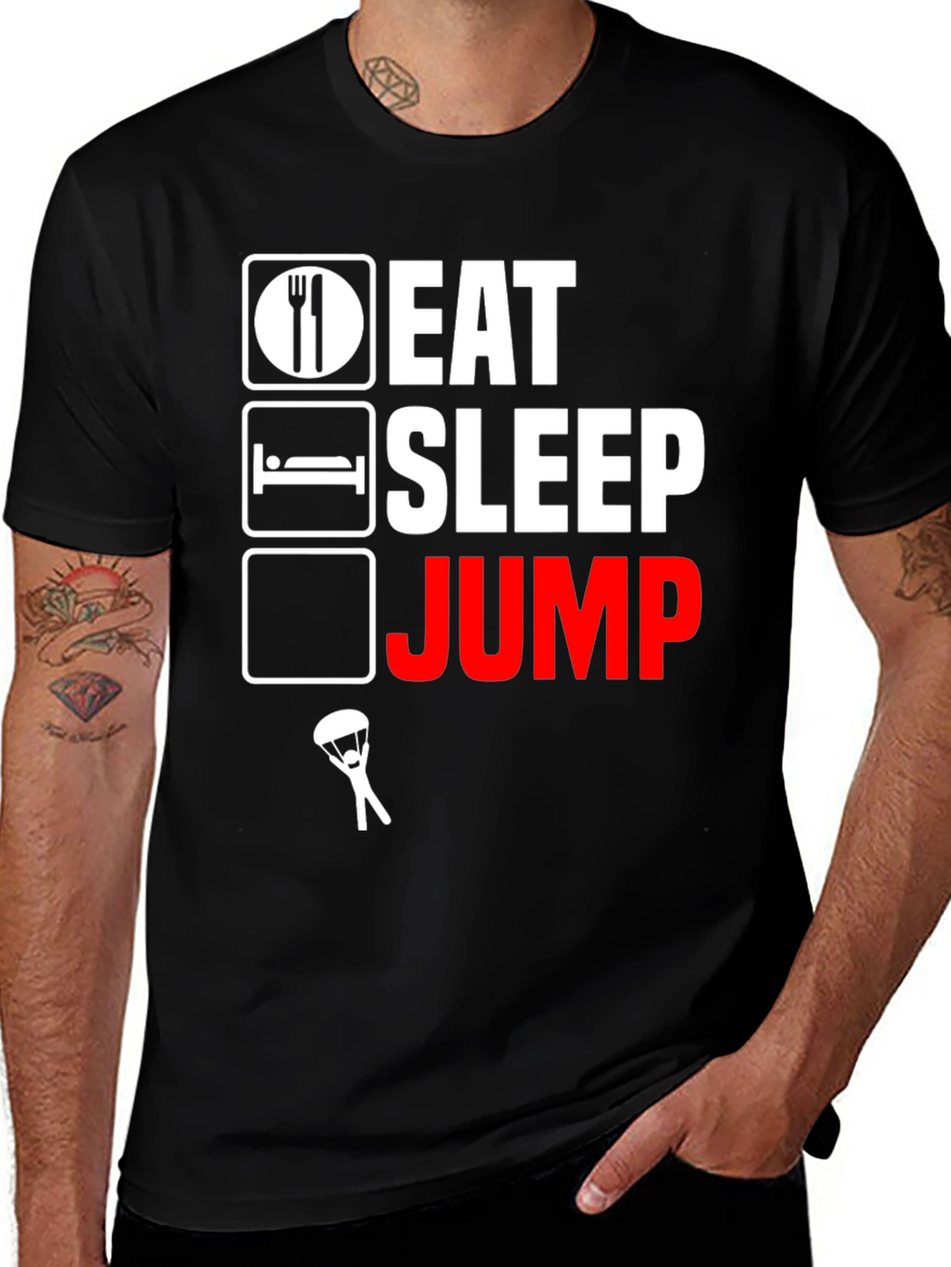 Variant 27 of Eat Sleep Jump Parachute T-Shirt