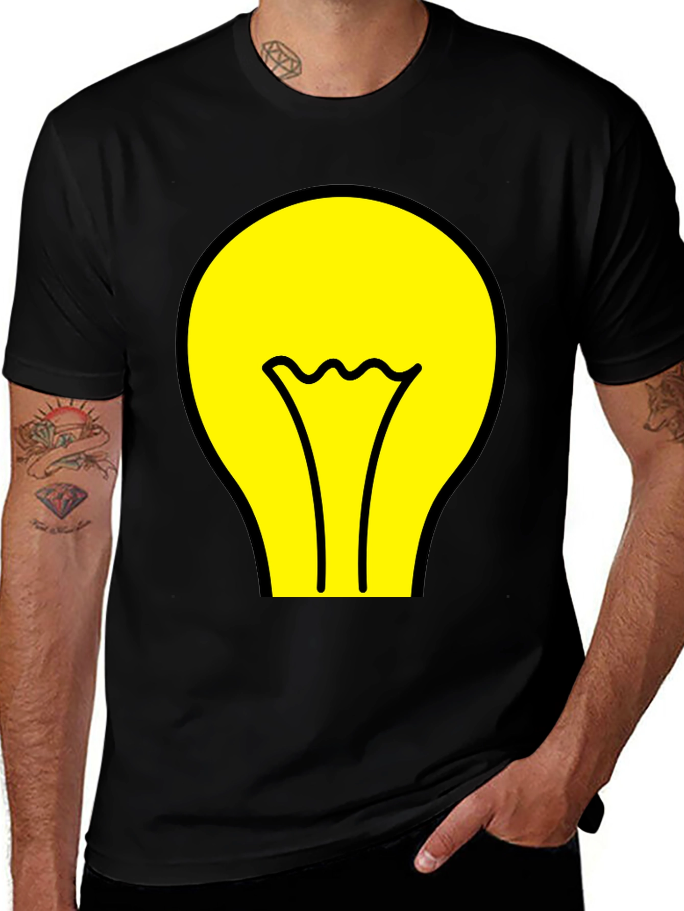 Variant 30 of Idea Bulb Graphic Tee - Black Cotton T-Shirt