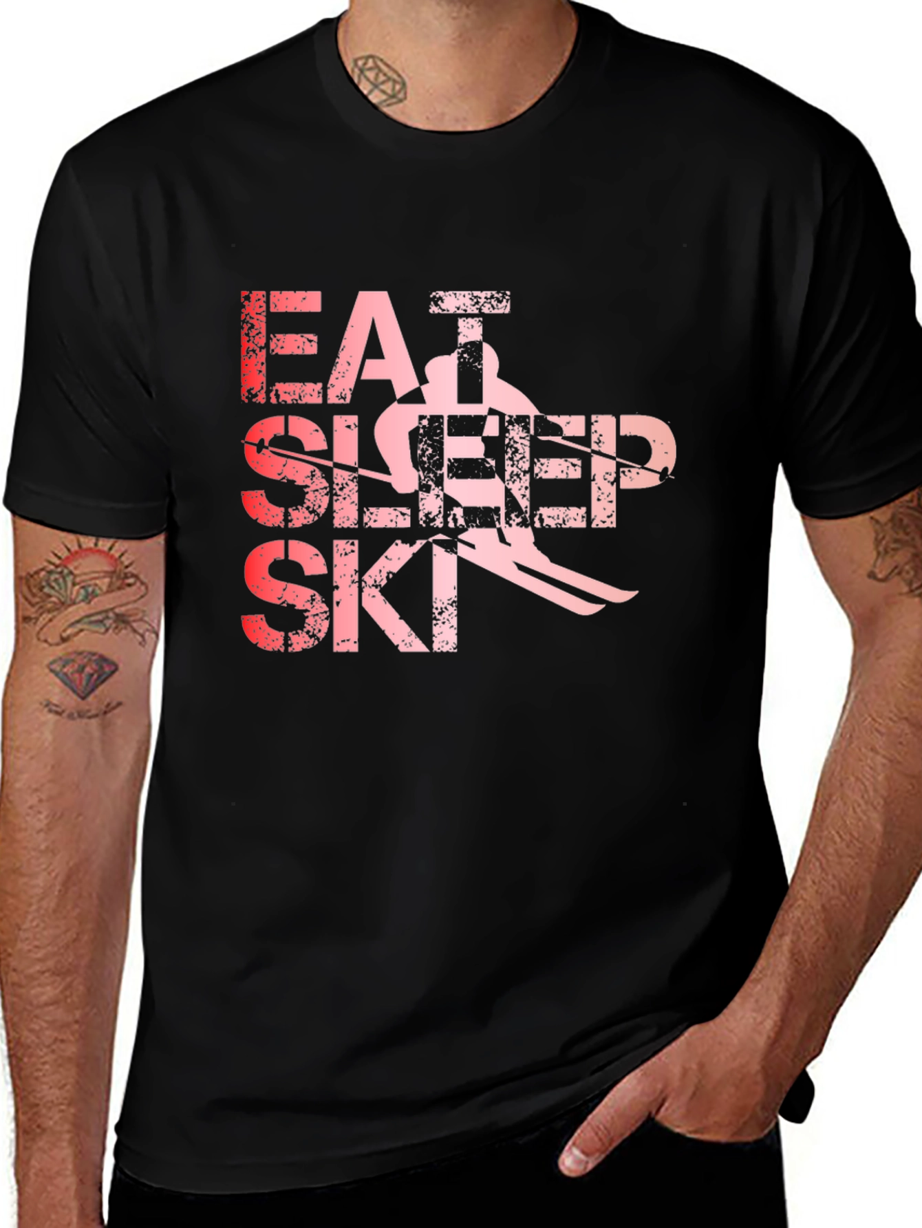 Variant 24 of Eat Sleep Ski Black Graphic T-Shirt