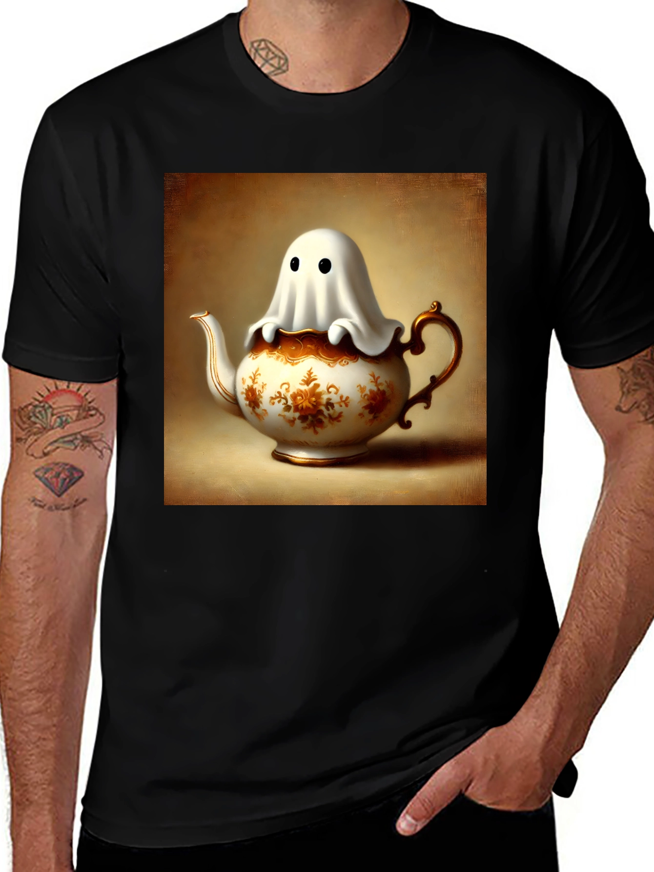 Variant 21 of Ghost in Teapot T-Shirt - Spooky Season Style