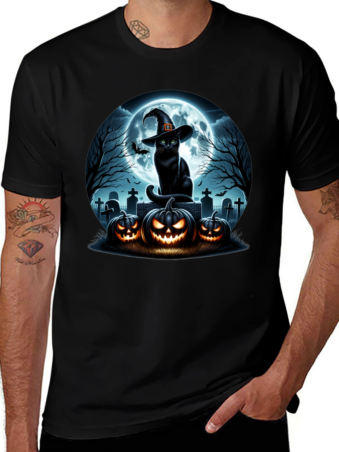 Halloween Cat Pumpkin T-Shirt