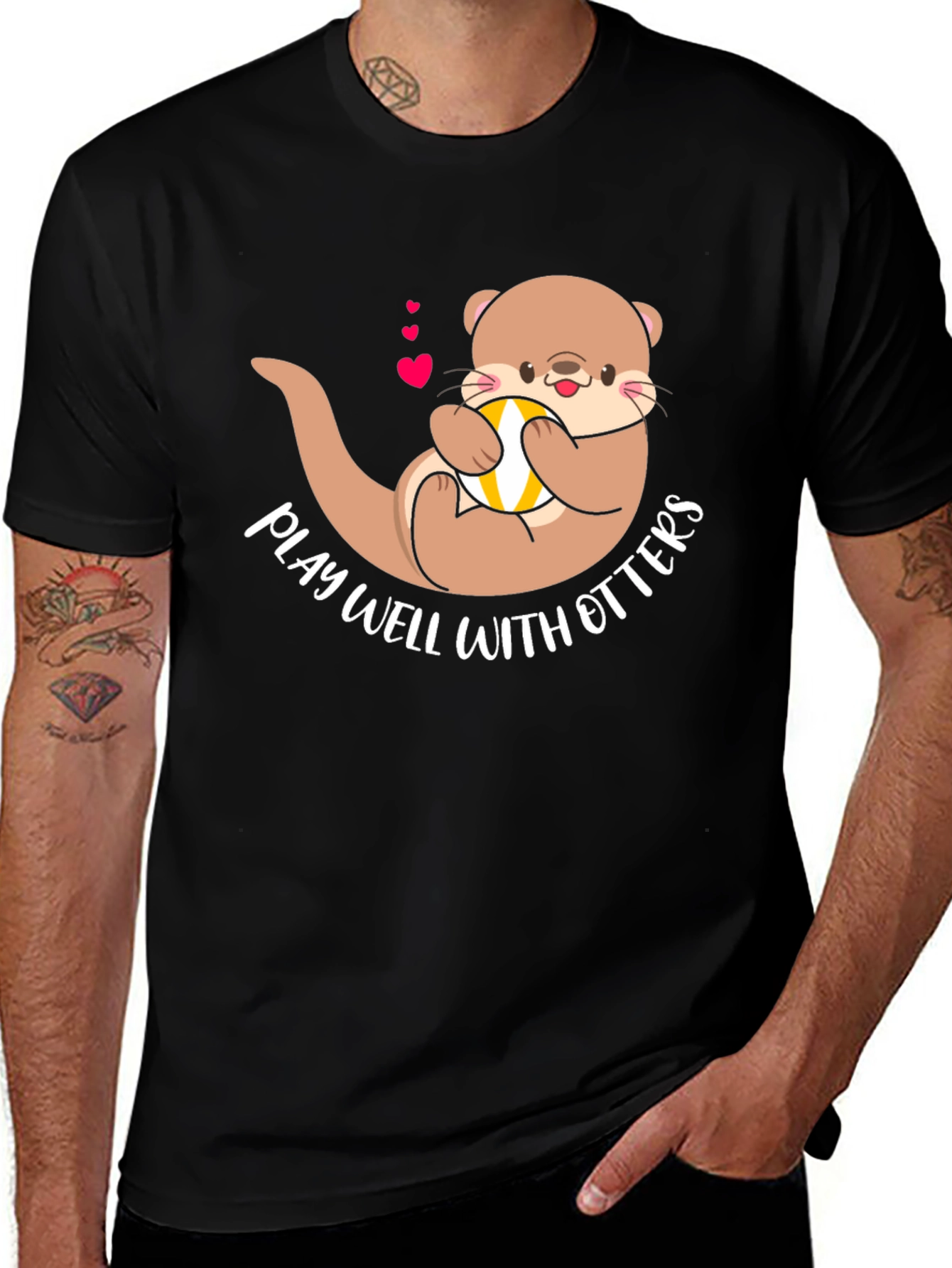 Variant 3 of Play Well With Otters T-Shirt - Cute Otter Design