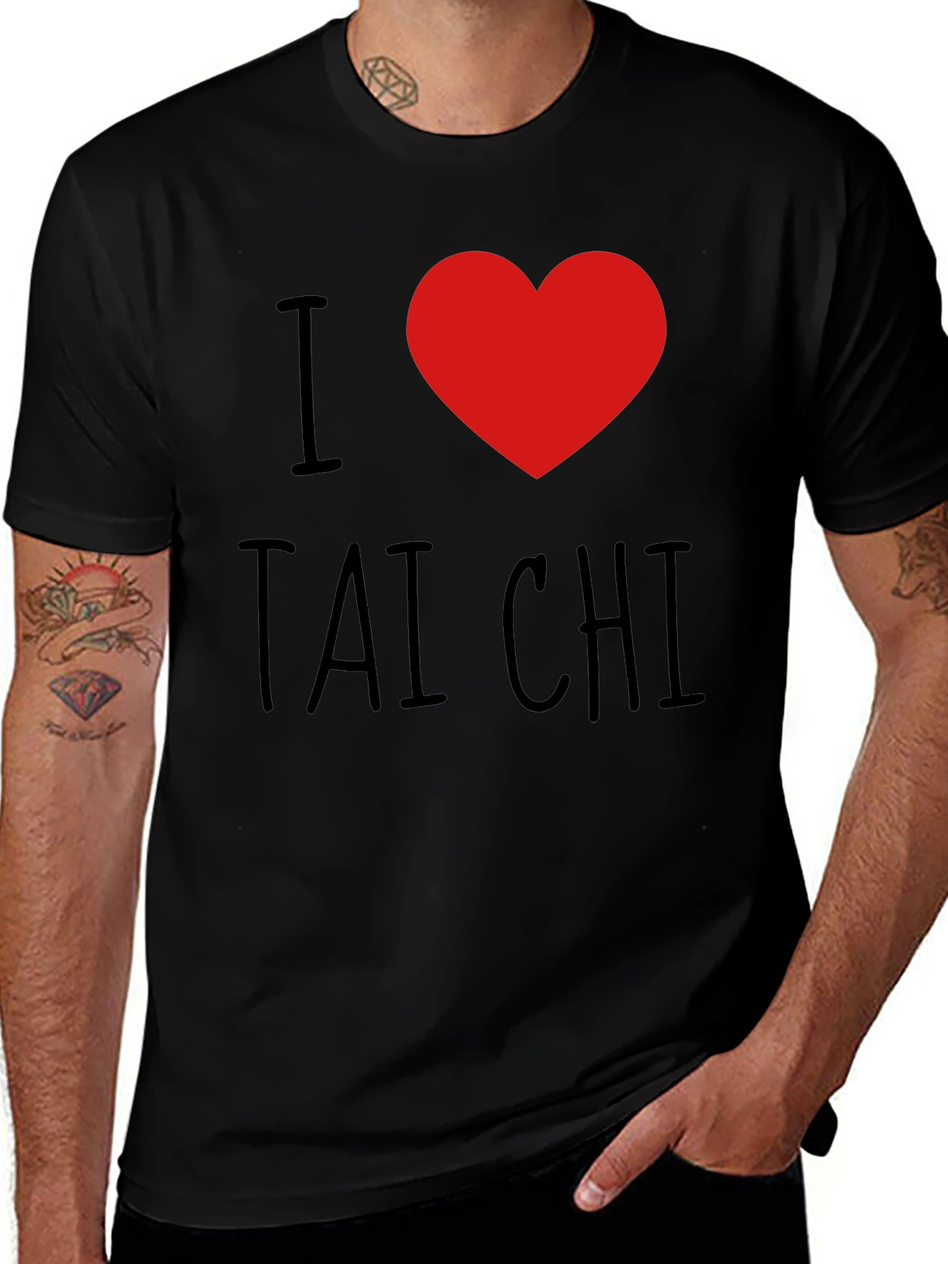 I Love Tai Chi Graphic Tee - Black Cotton Blend