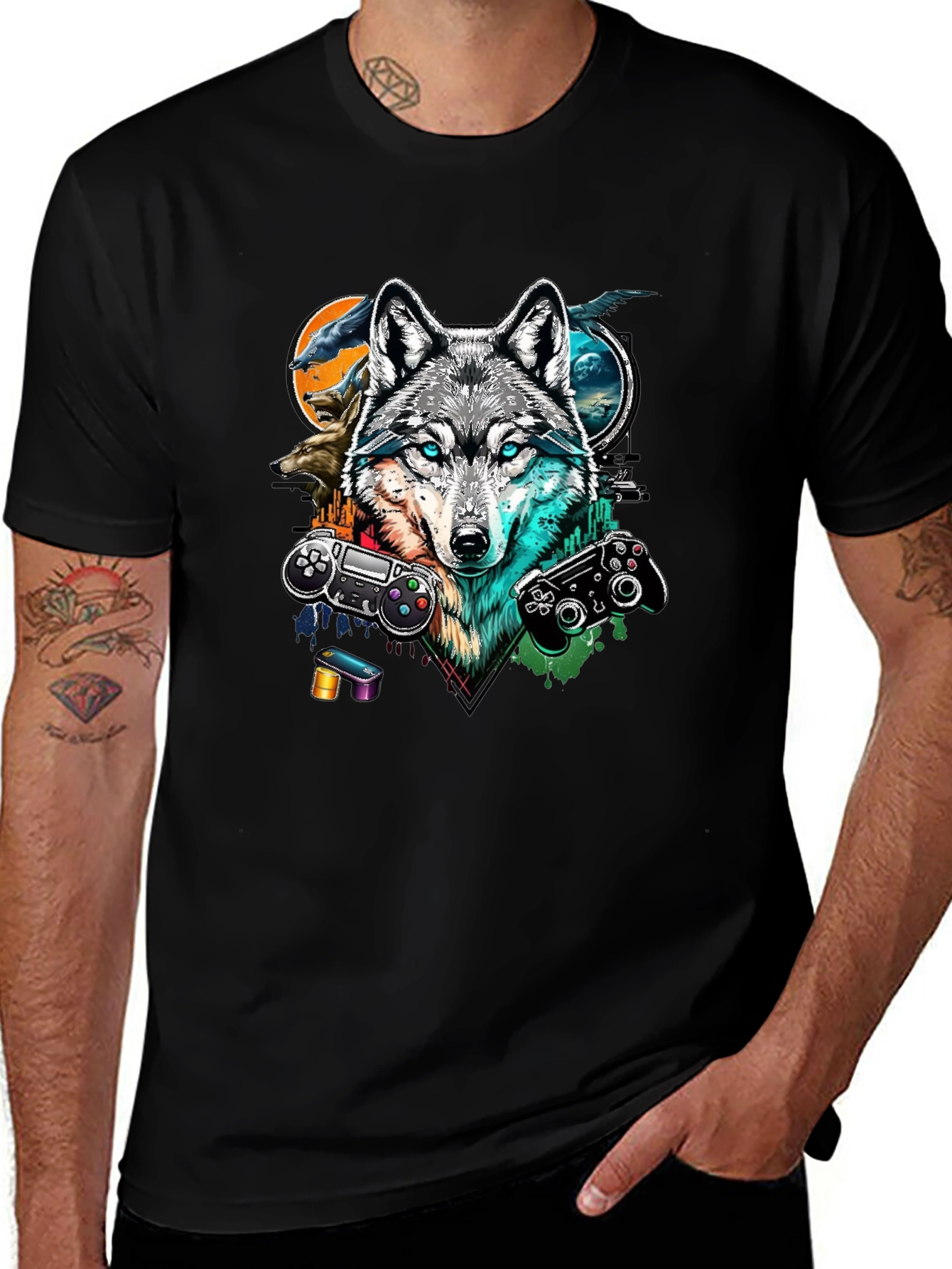Variant 15 of Wolf Gamer Black T-Shirt