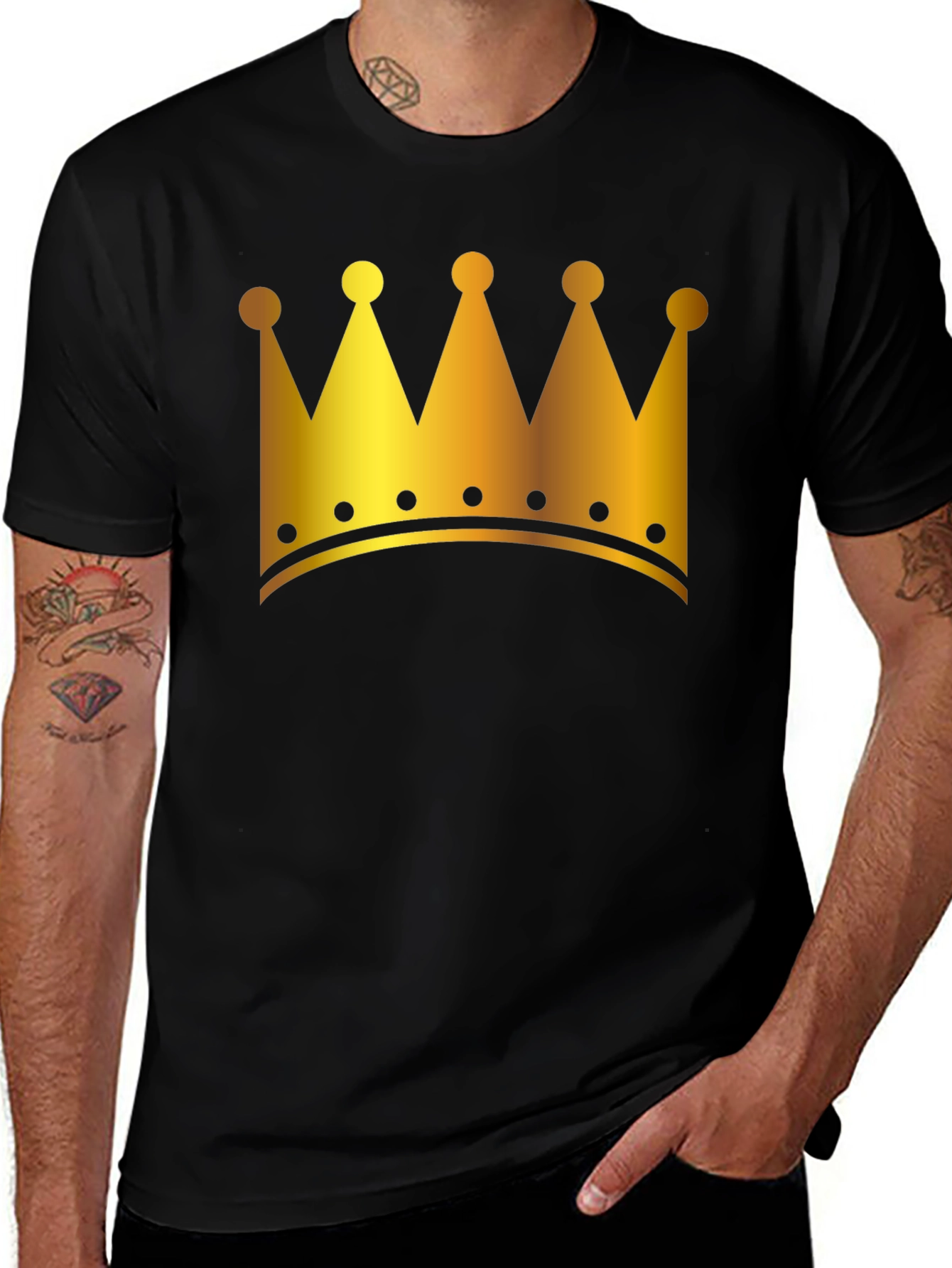Variant 15 of Golden Crown Graphic Tee - Classic Black T-Shirt