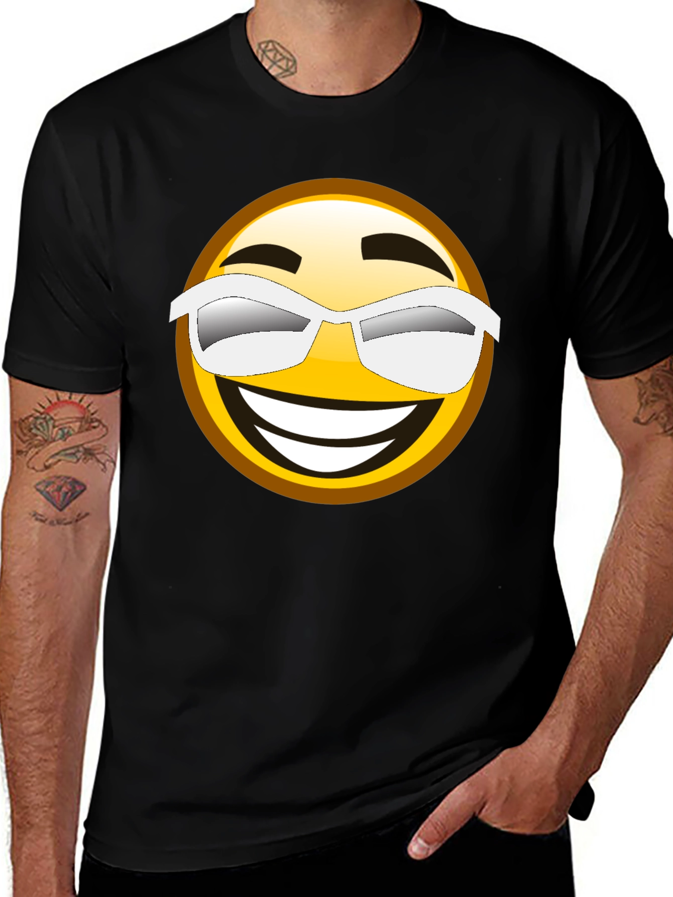 Variant 24 of Cool Emoji Graphic Black T-Shirt